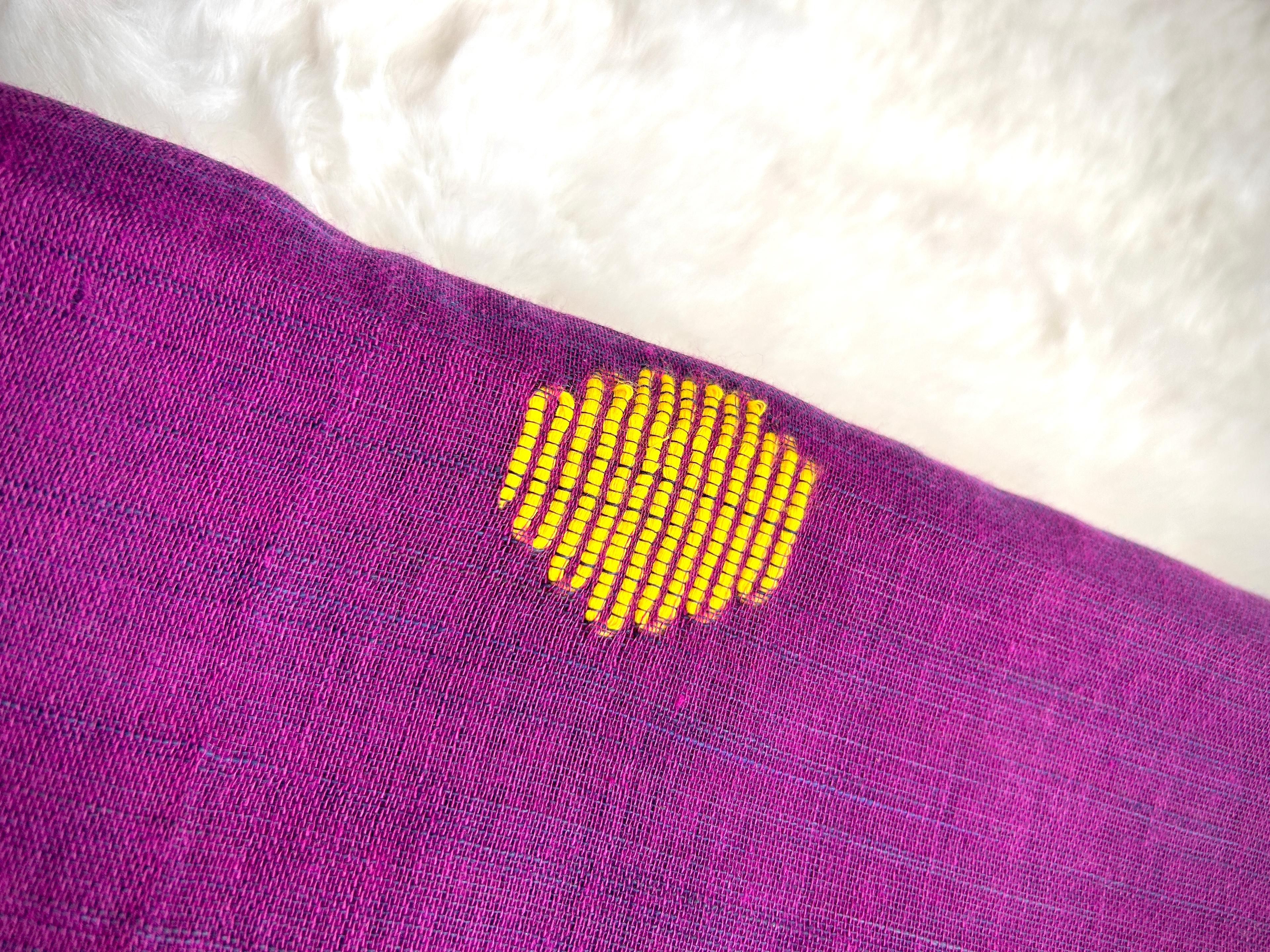 Magenta & Lime Contrast Butti Handloom Saree