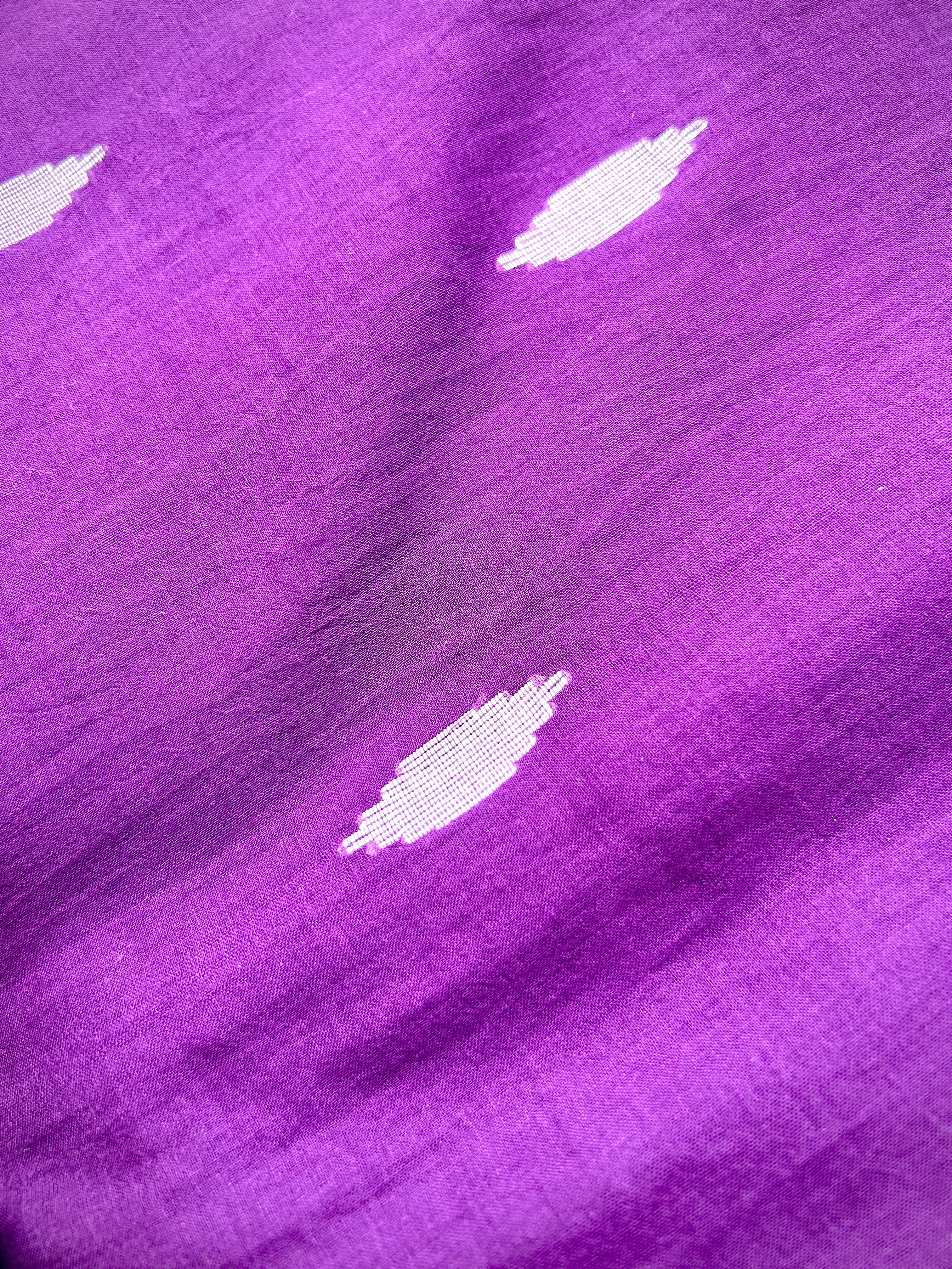 Deep Violet Woven Leaf Stripe Saree