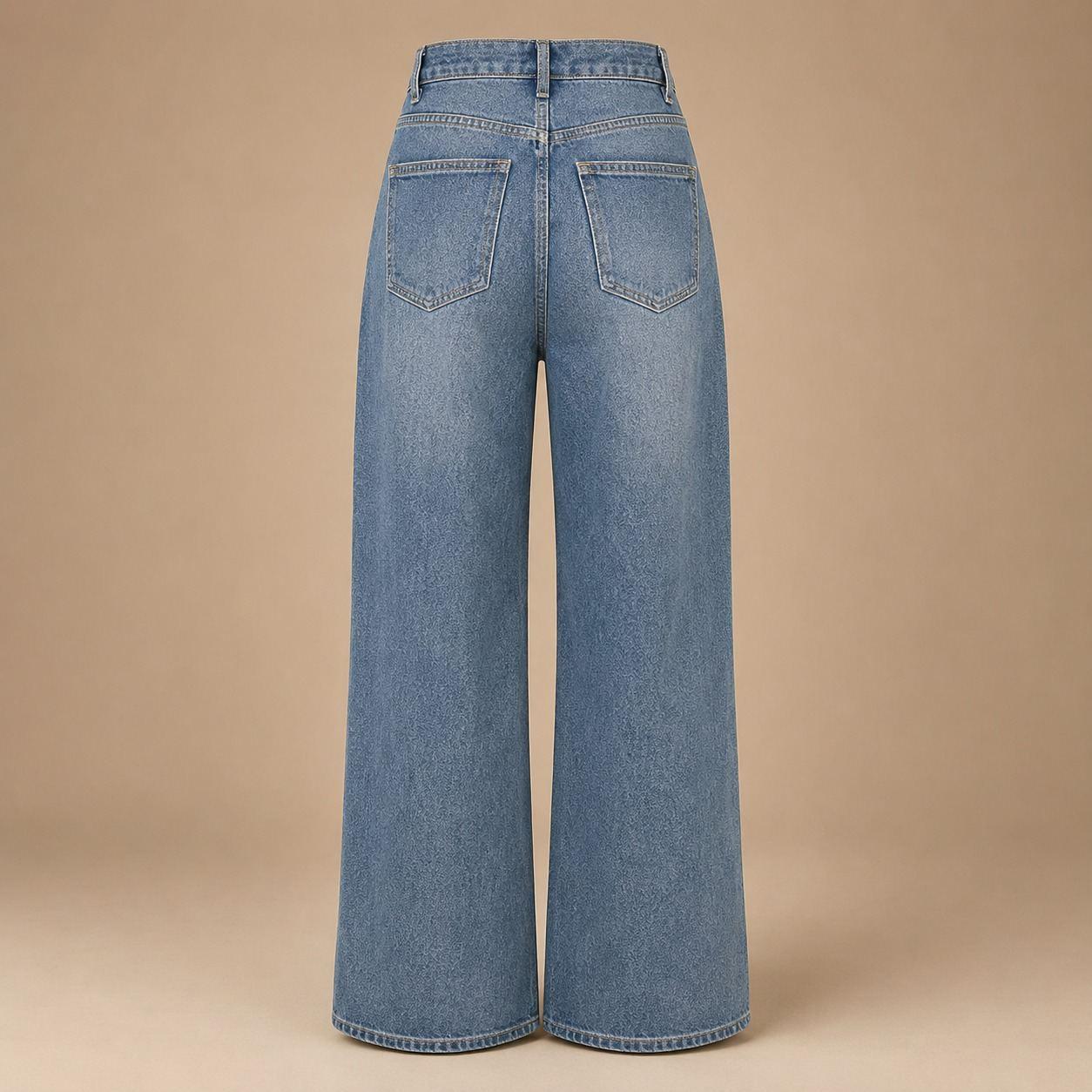Blue Heart Patch Wide Leg Jeans