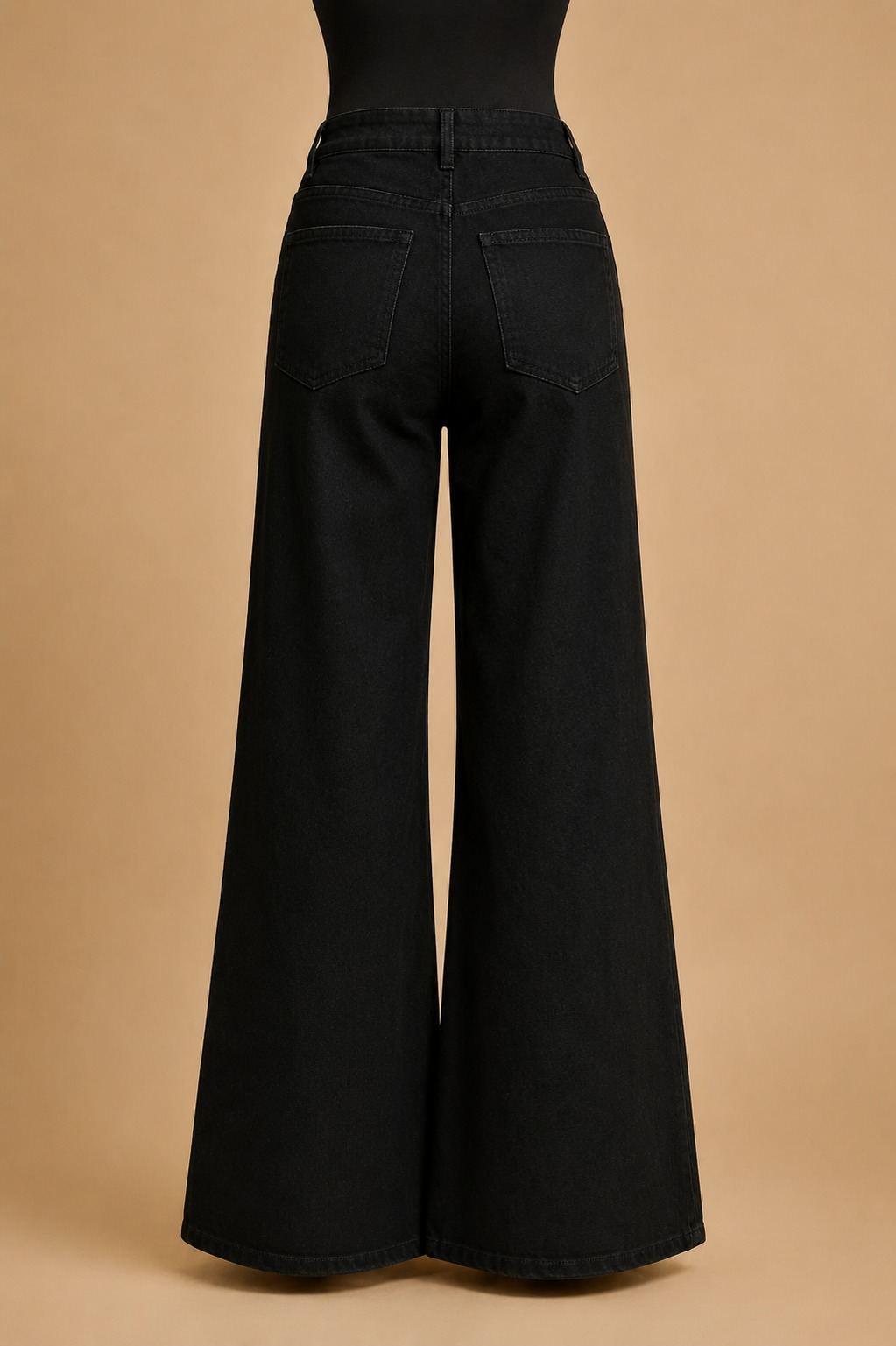 Black Lace Wide-Leg Trousers