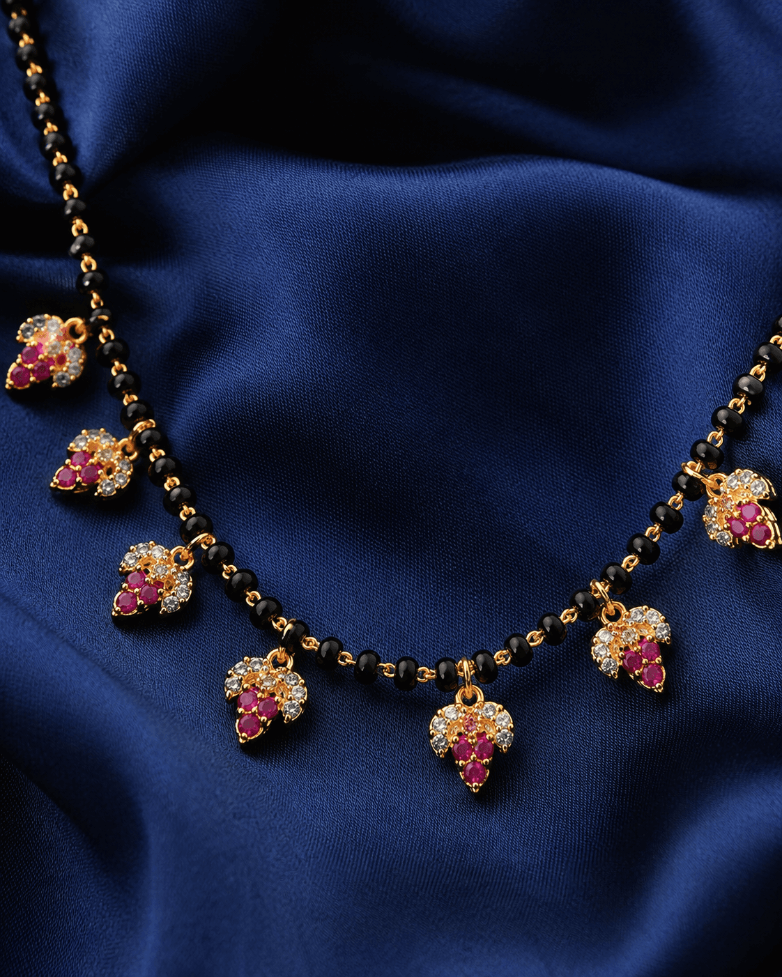 Pink Floral Drop Mangalsutra