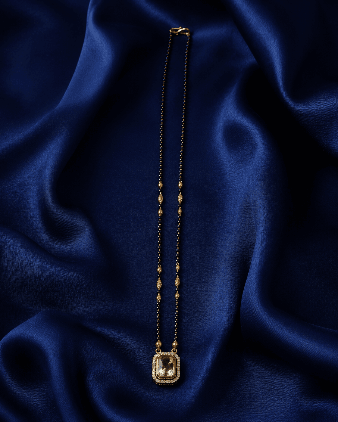Emerald Cut Crystal Pendant Mangalsutra