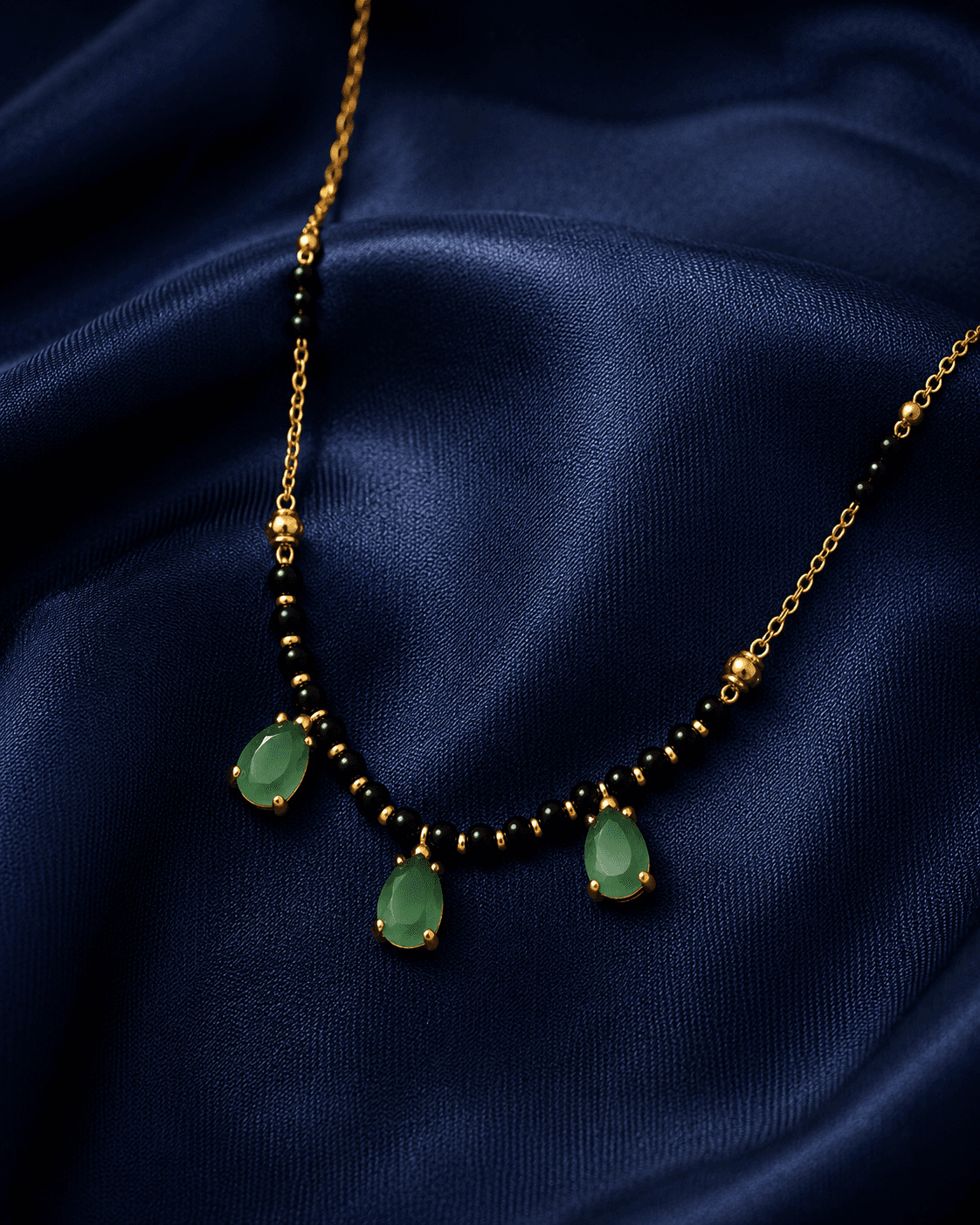 Green Teardrop Trio Mangalsutra