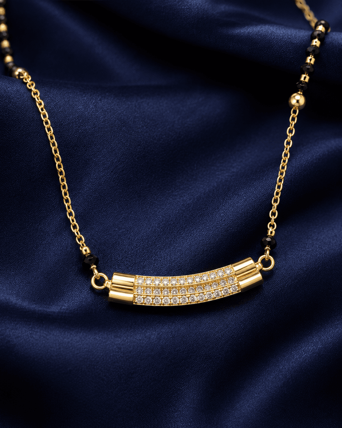 Sleek Double Bar Crystal Mangalsutra