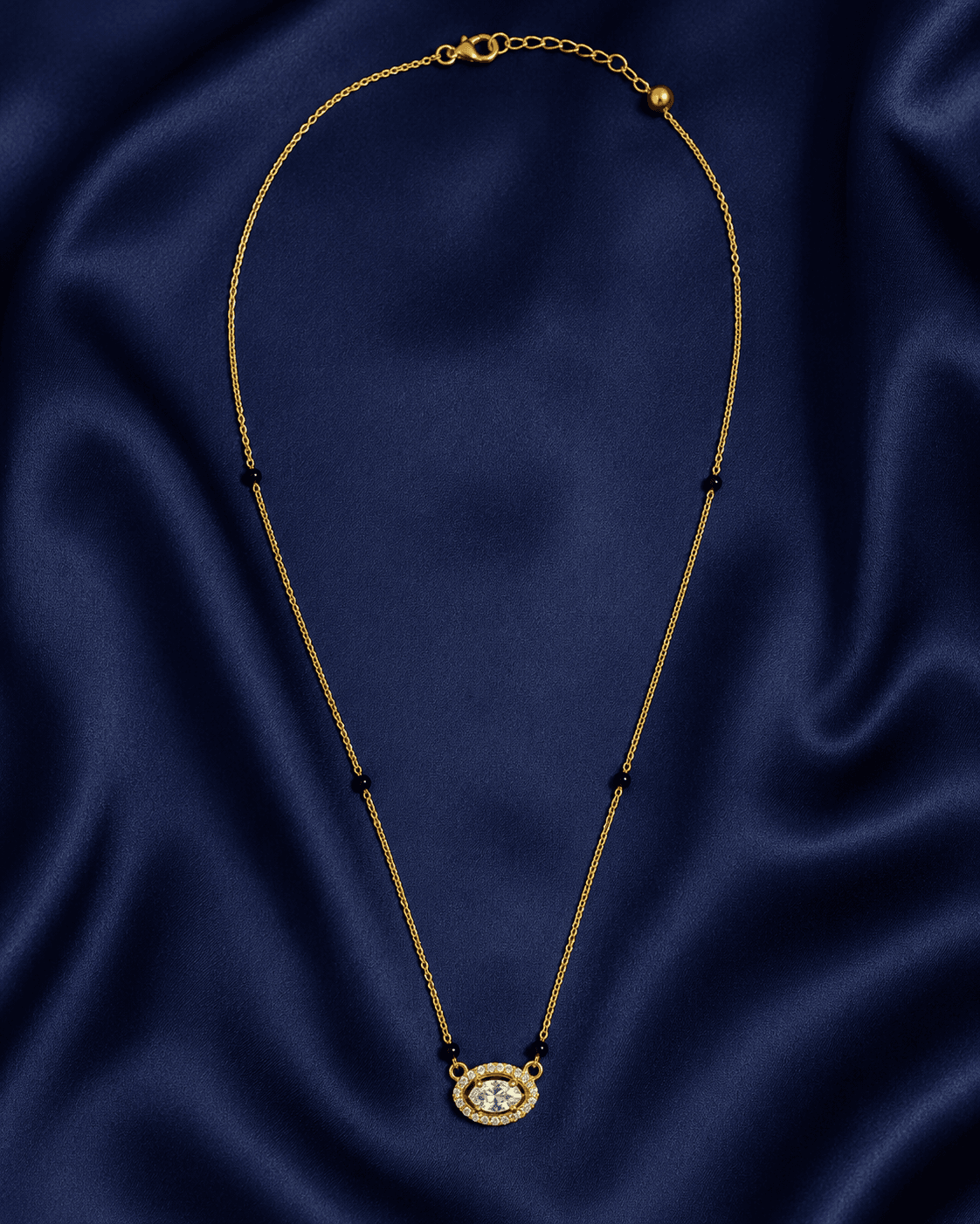 Oval Solitaire Halo Mangalsutra