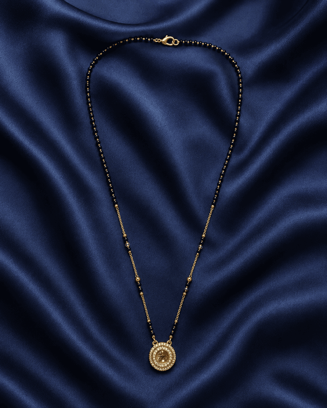 Circular Sunburst Pendant Mangalsutra