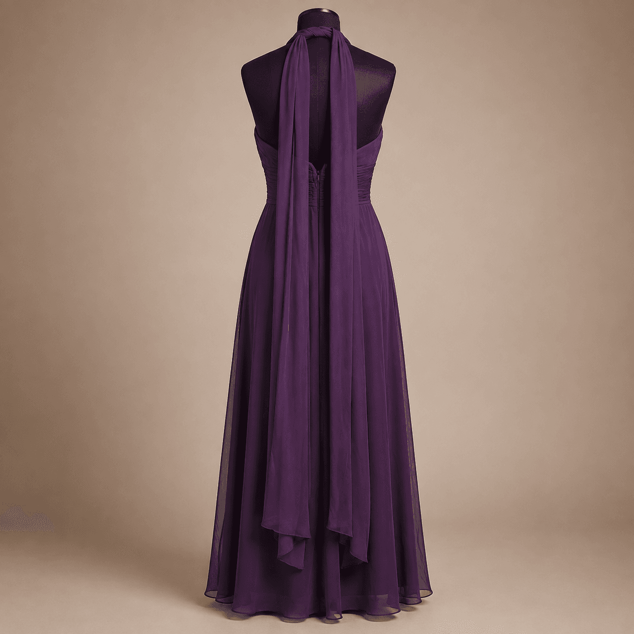 Plum Amethyst Scarf-Halter Gown
