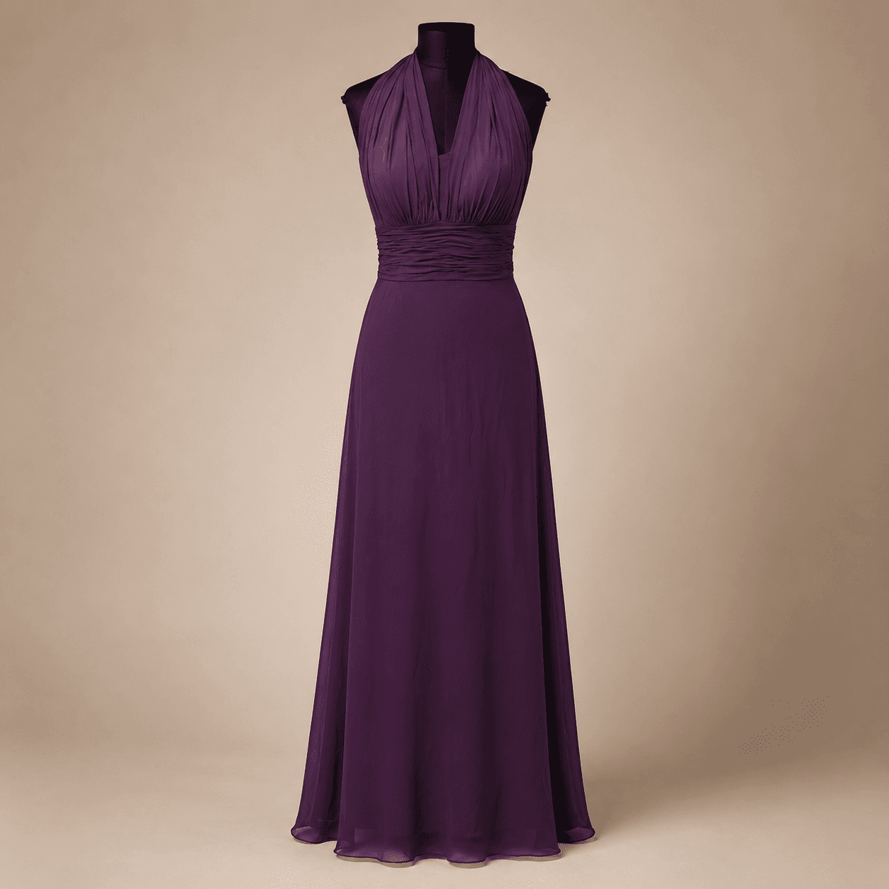 Plum Amethyst Scarf-Halter Gown