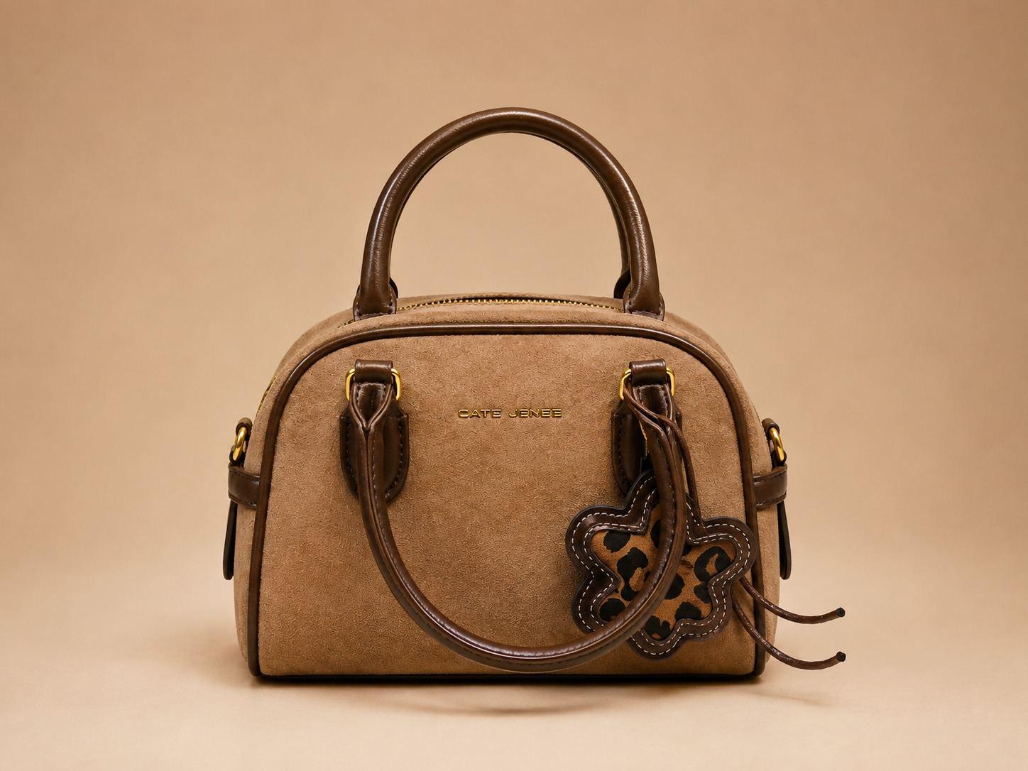 Tan Two-Tone Dome Handbag