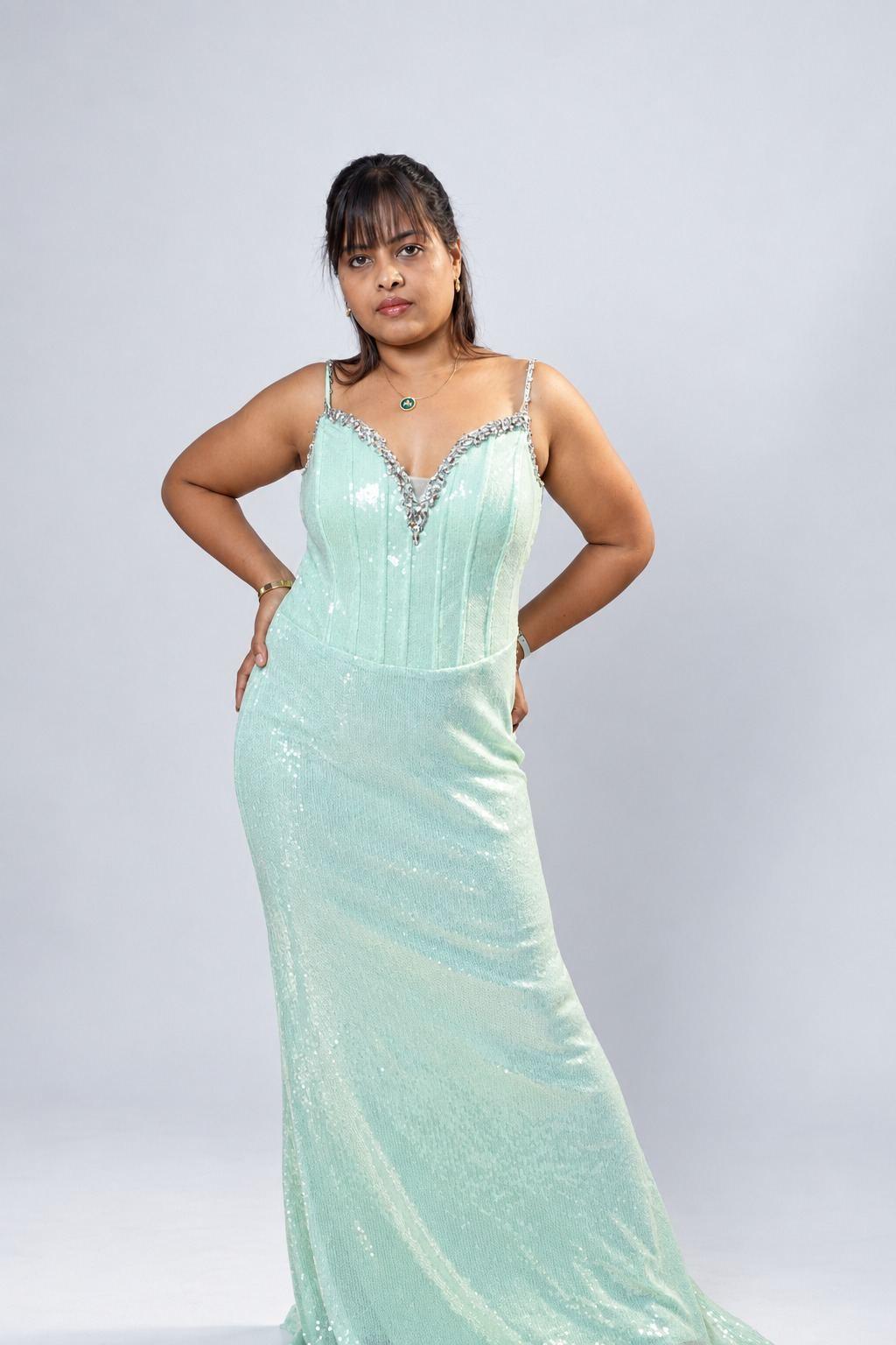 Mint Green Corset Evening Gown
