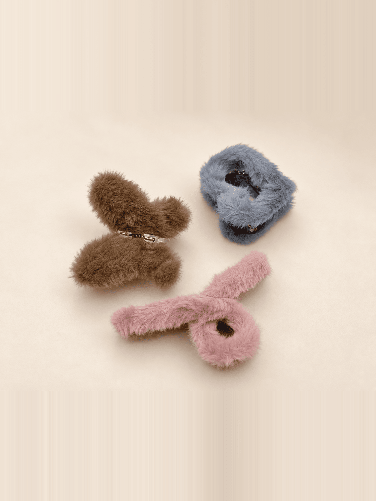 Muted Luxe Plush Hair Claw Clip Combo - Pack of 3
