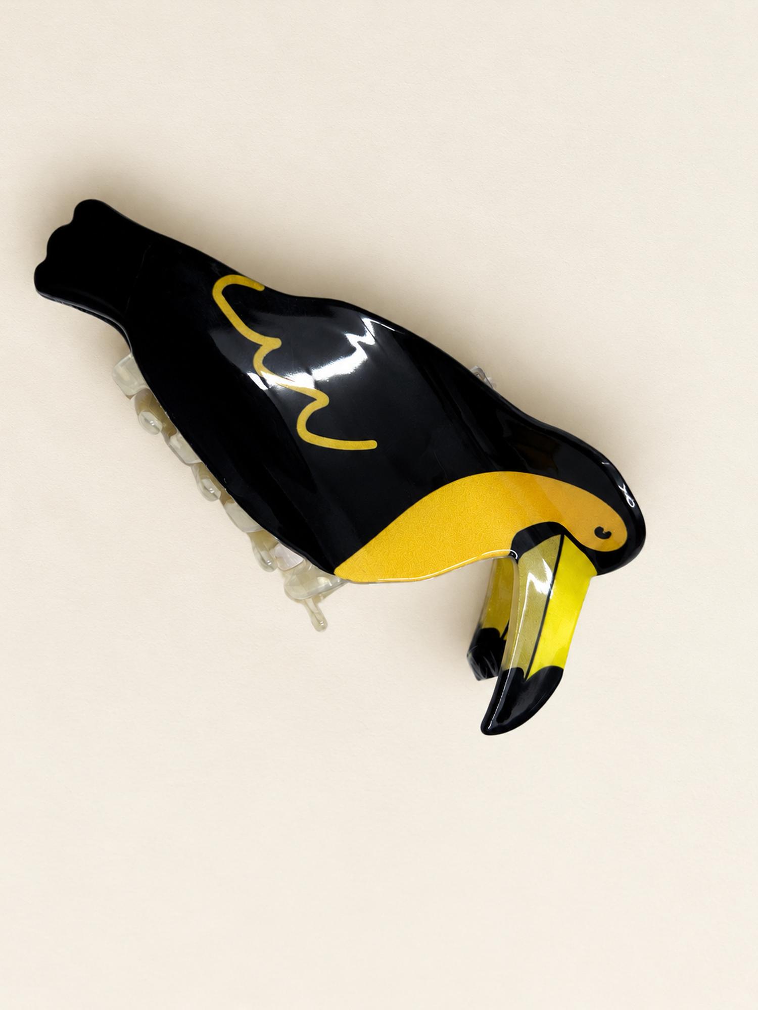 Black & Gold Toucan Claw Clip for Women