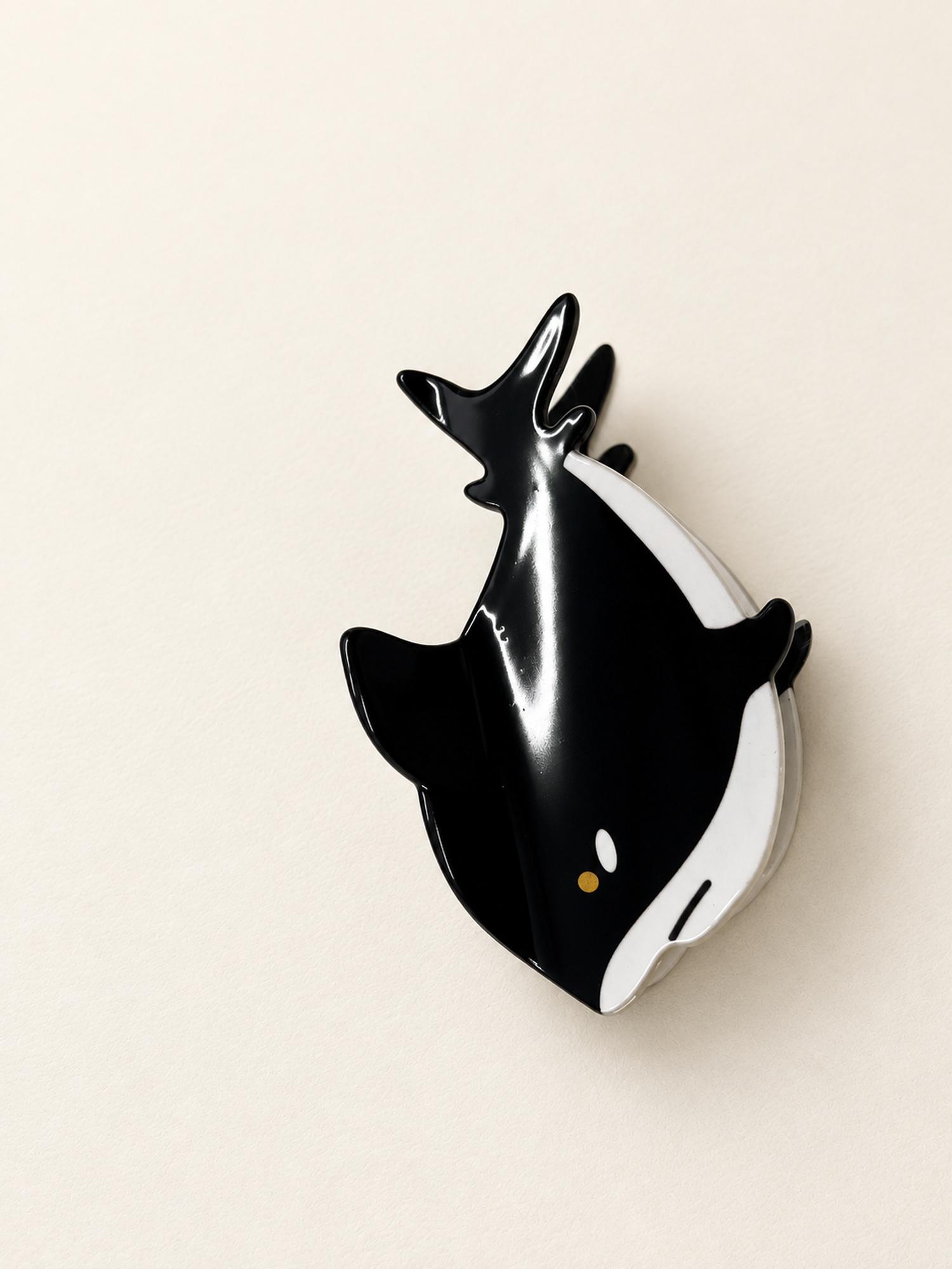 Black Whale Claw Clip for Women