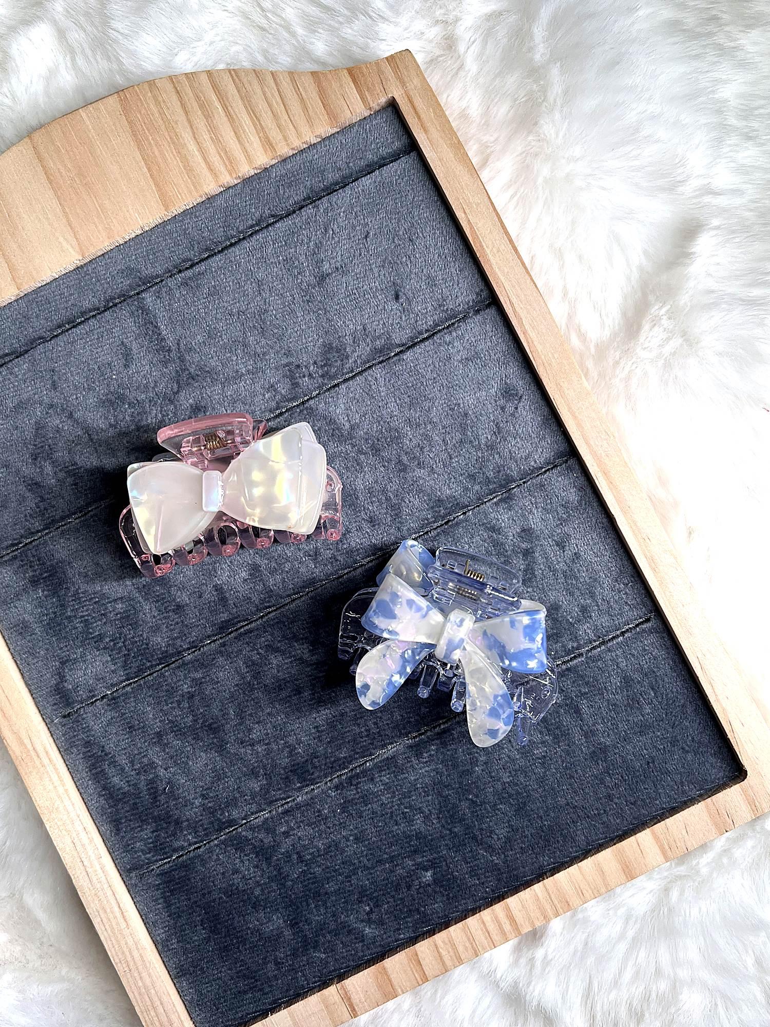 Pearlescent Bow Claw Clip 2-Piece Combo for Women