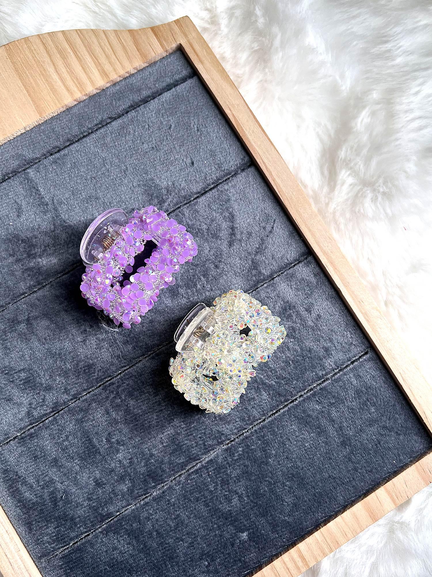 Crystal Studded Claw Clip 2-Piece Combo for Women