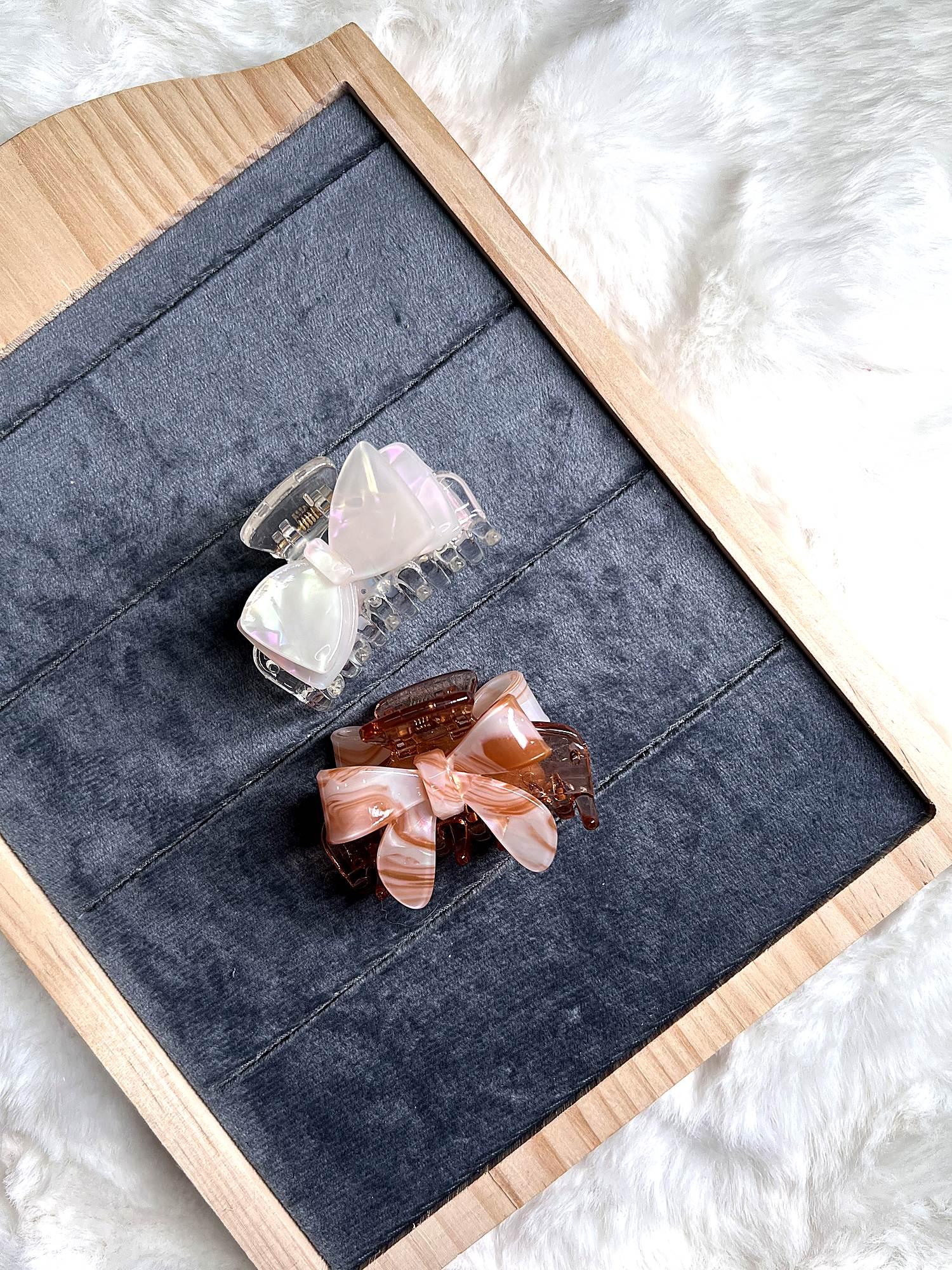 Pearlescent Bow Claw Clip 2-Piece Combo for Women