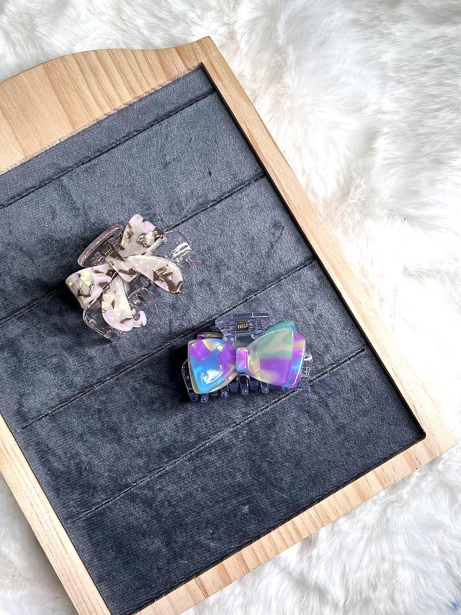 Pearlescent Bow Claw Clip 2-Piece Combo for Women