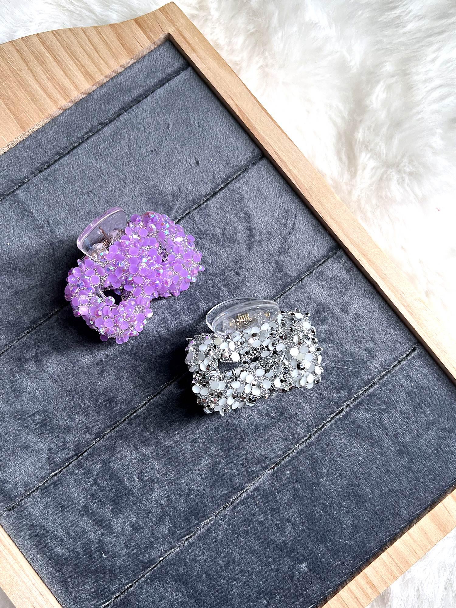Crystal Studded Claw Clip 2-Piece Combo for Women