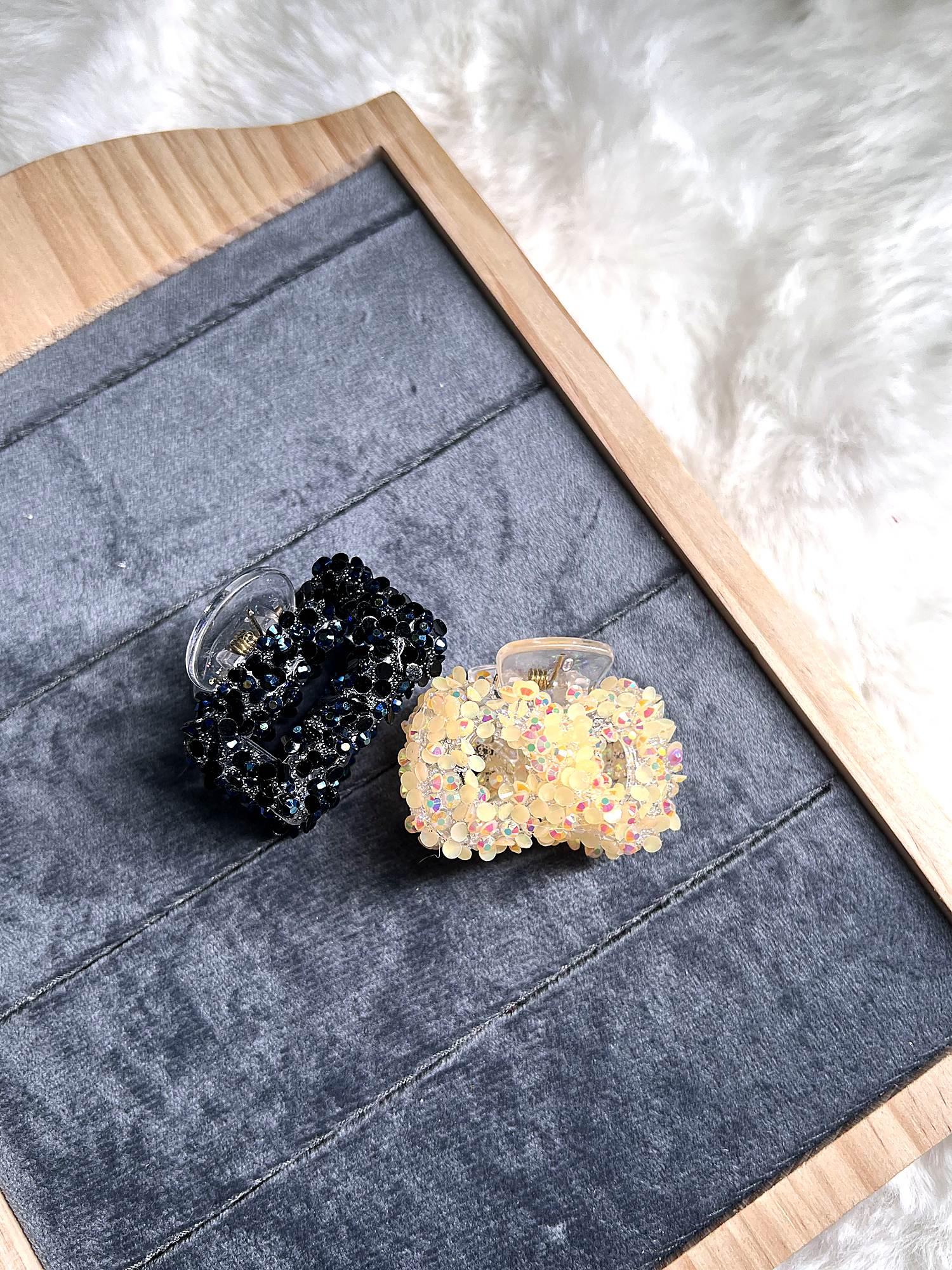 Crystal Studded Claw Clip 2-Piece Combo for Women
