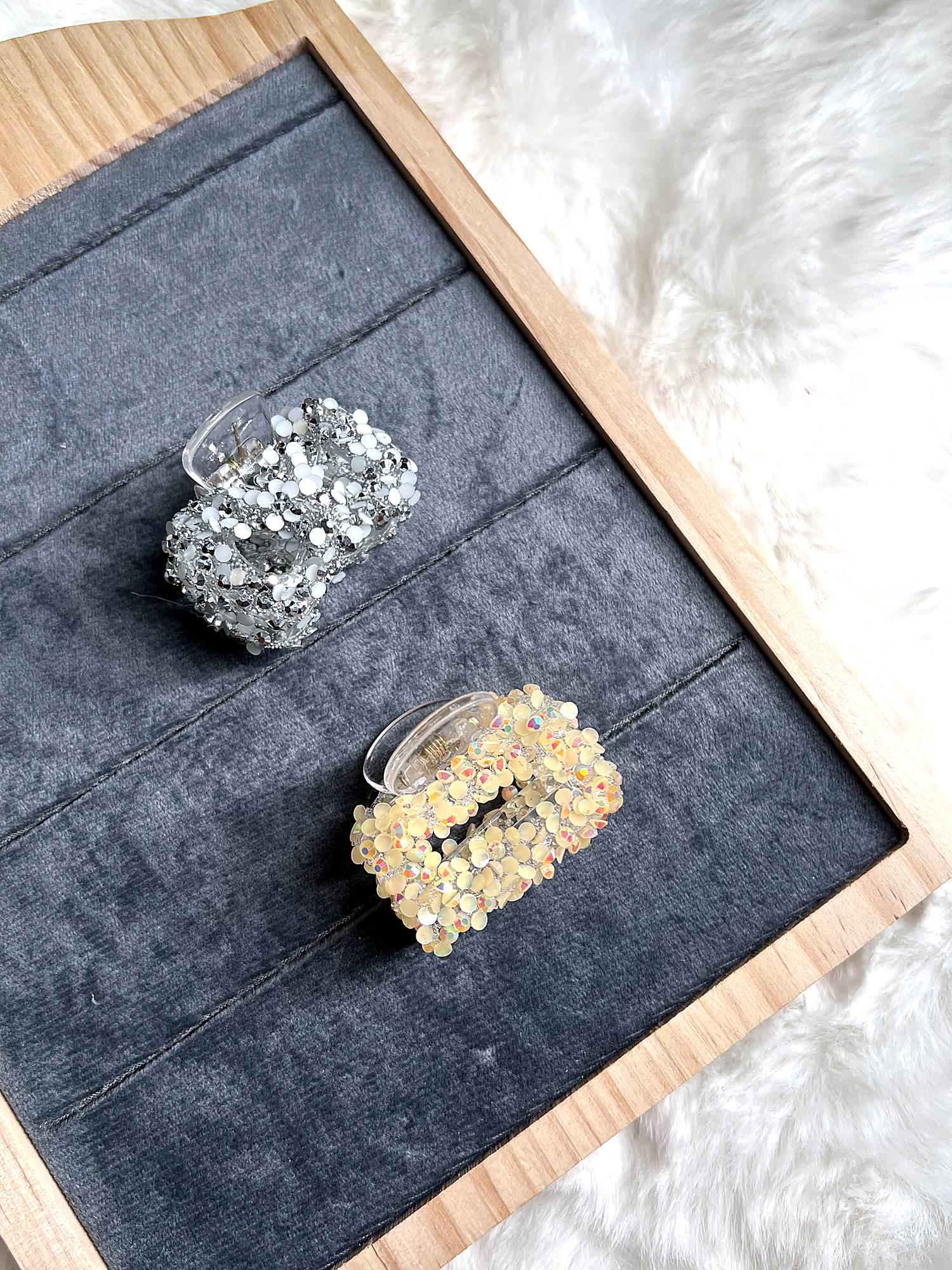Crystal Studded Claw Clip 2-Piece Combo for Women