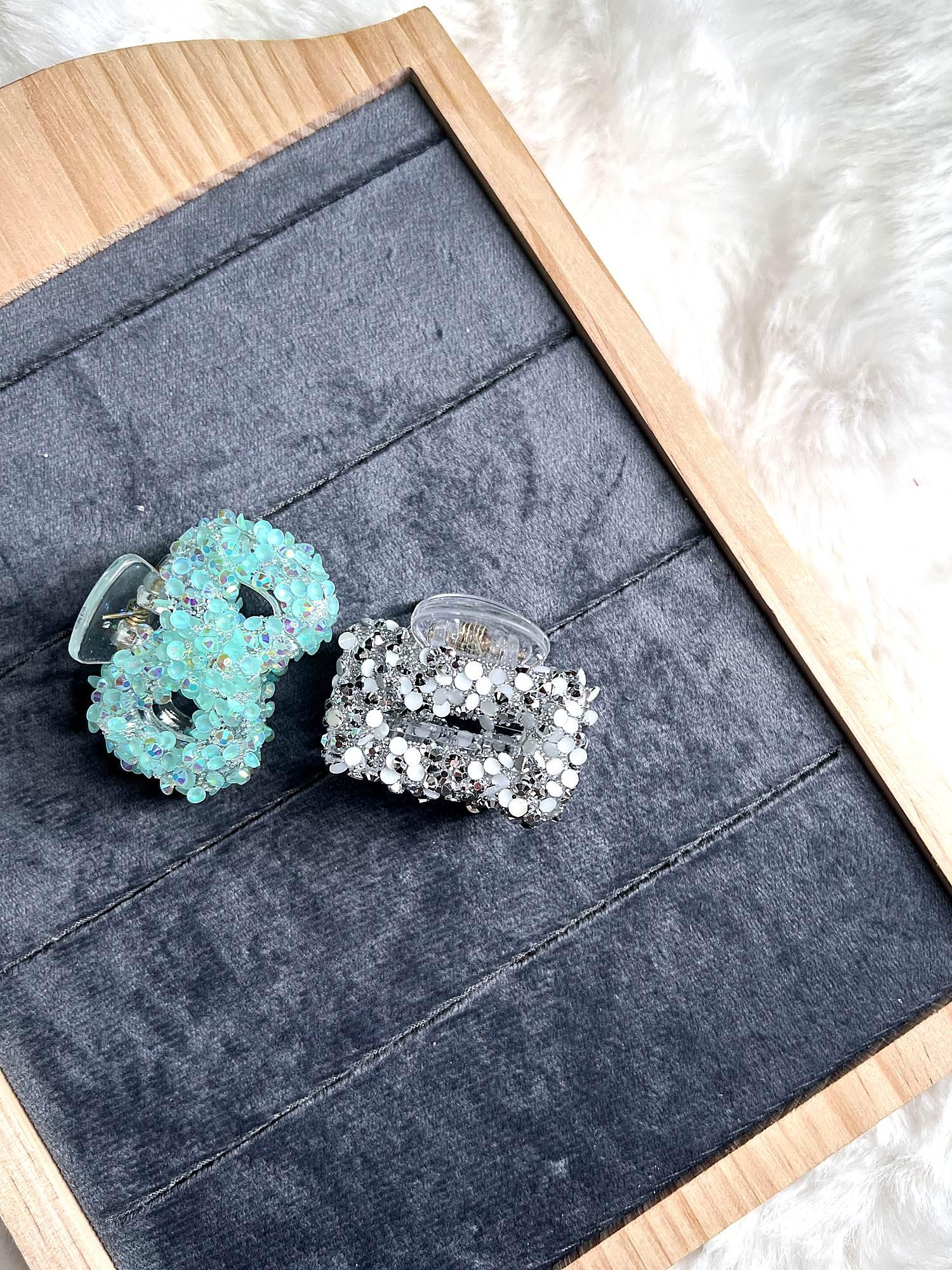 Crystal Studded Claw Clip 2-Piece Combo for Women