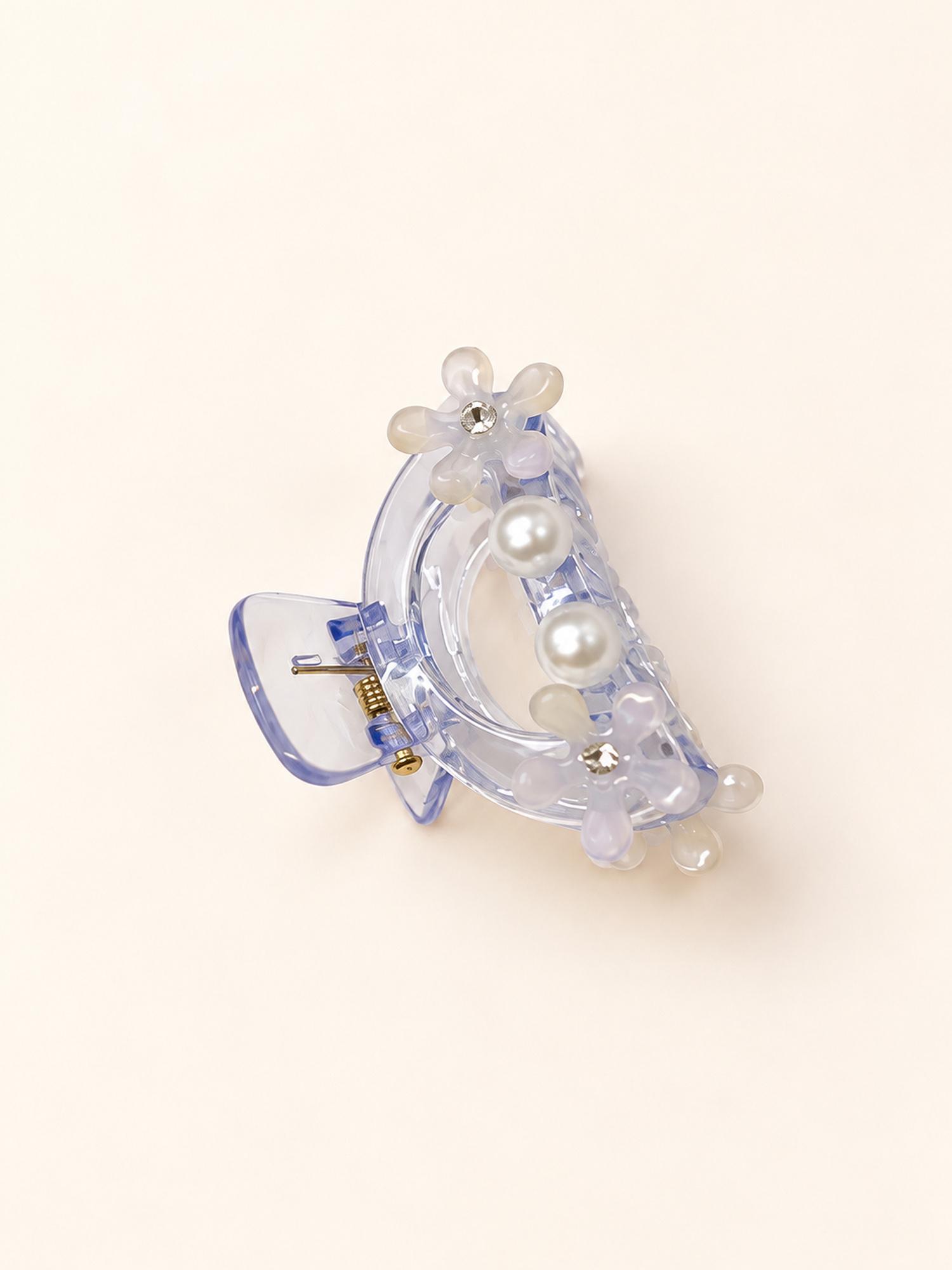 Clear Floral Hair Claw Clip