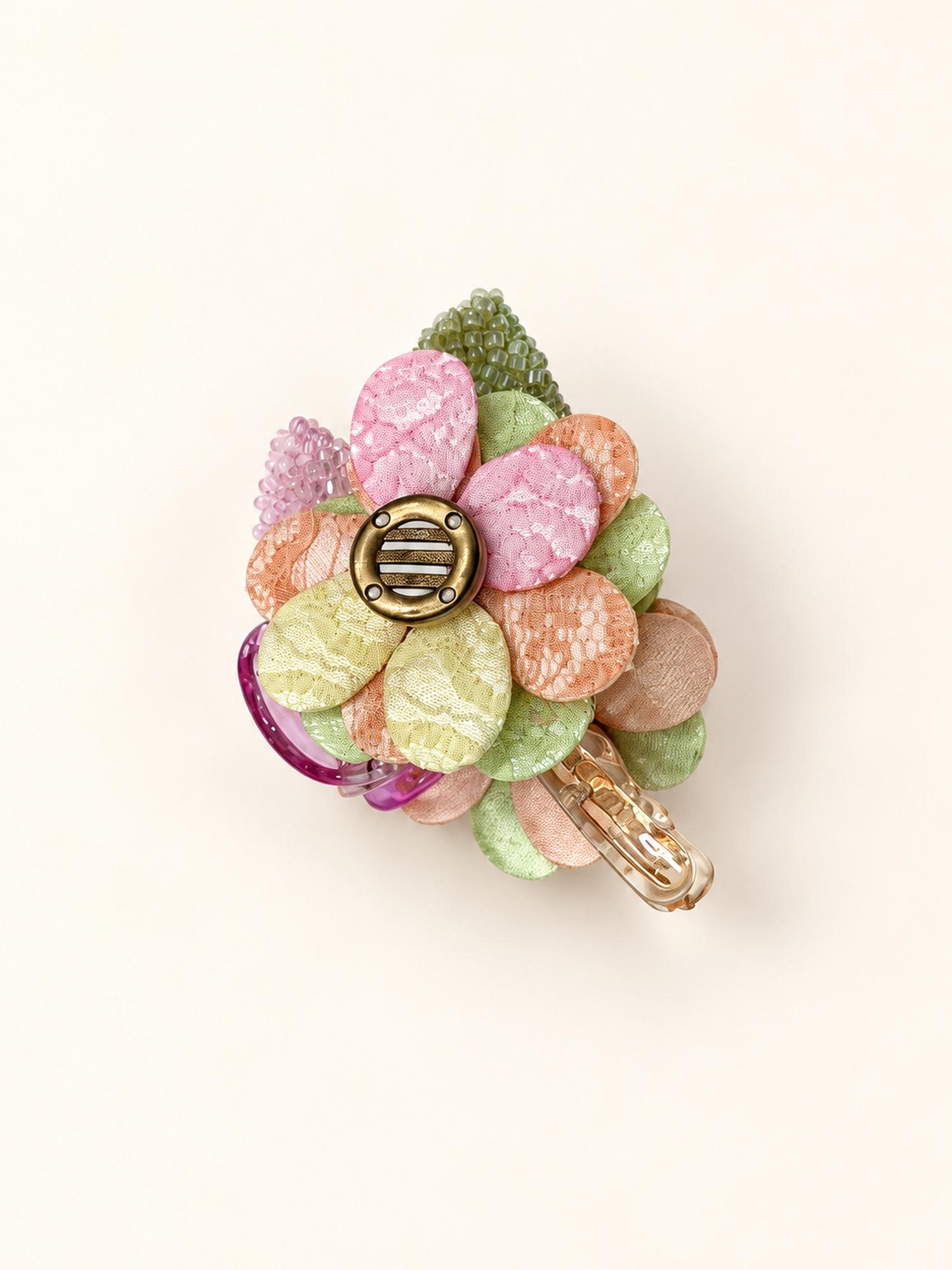 Pastel Layered Flower Hair Claw Clip