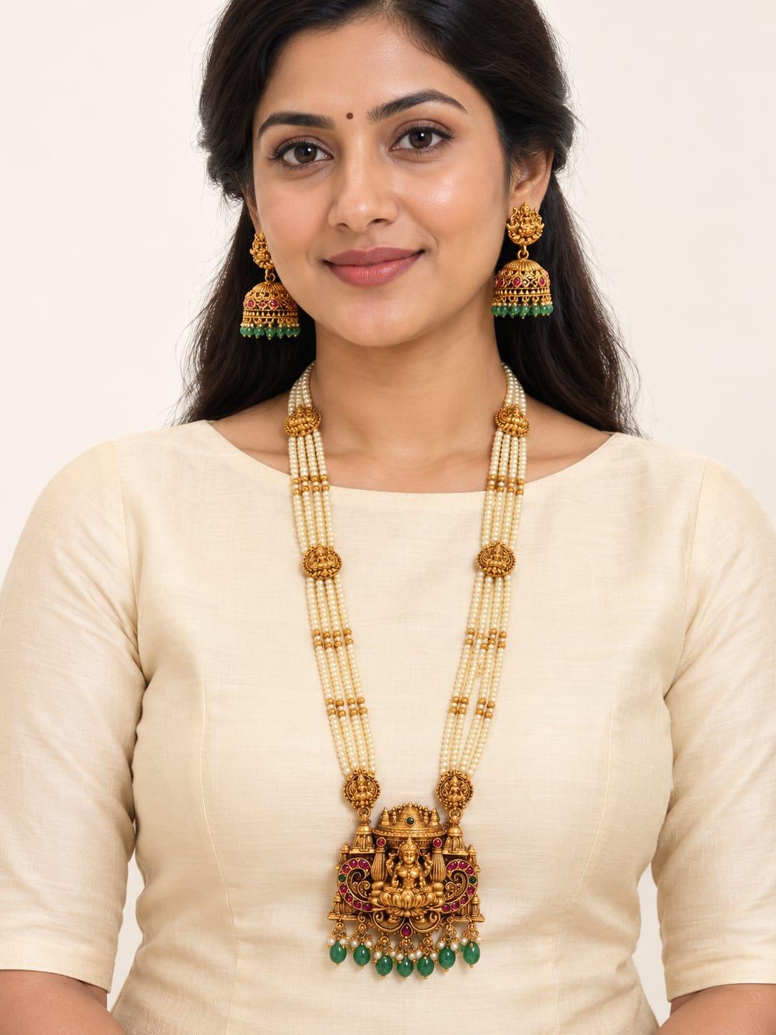 Long Temple Pendant Necklace Set