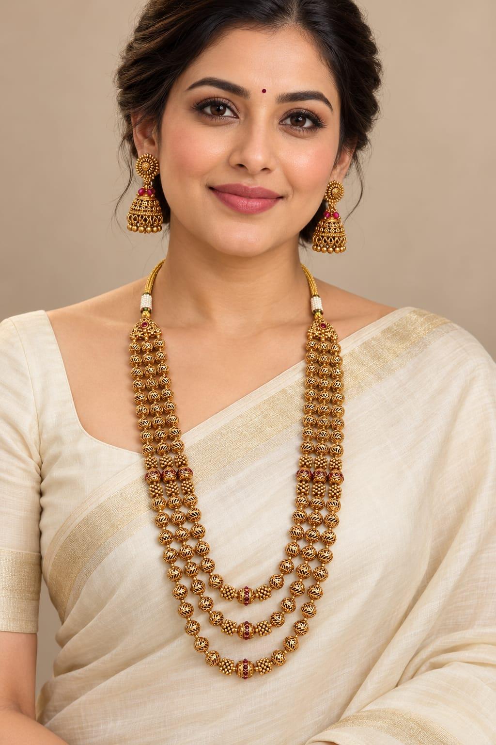 Antique Gold Triple Strand Haram