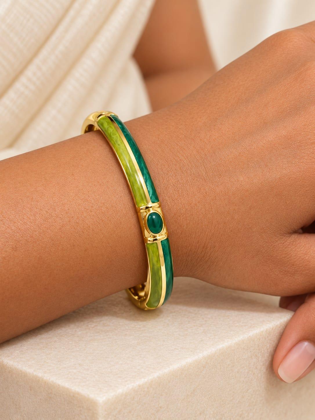 Green Vine Enamel Bangle