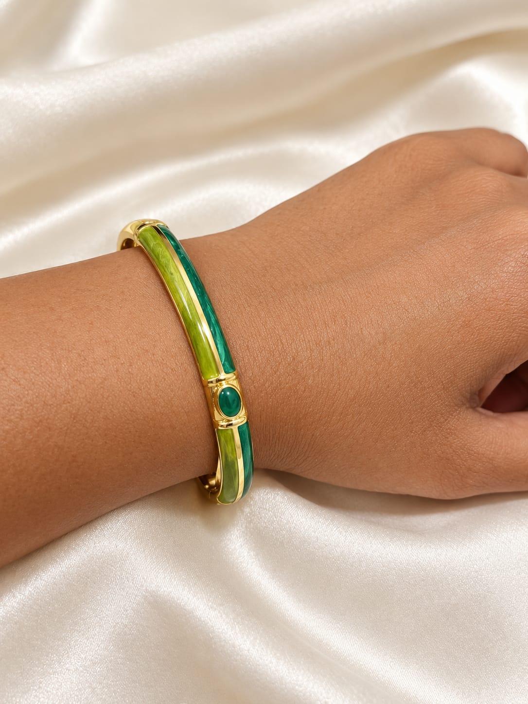 Green Vine Enamel Bangle