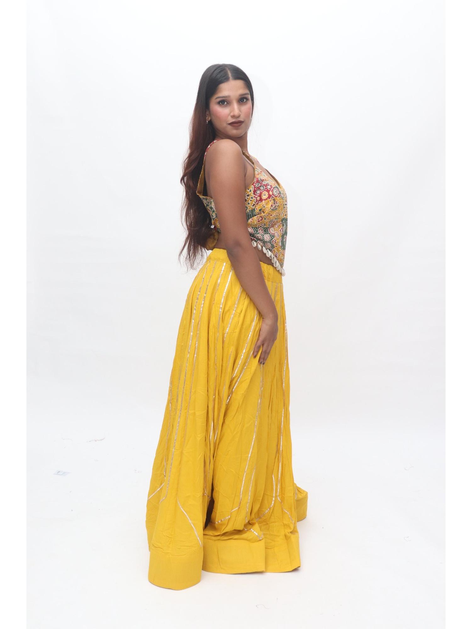 Yellow Embroidered Lehenga Set