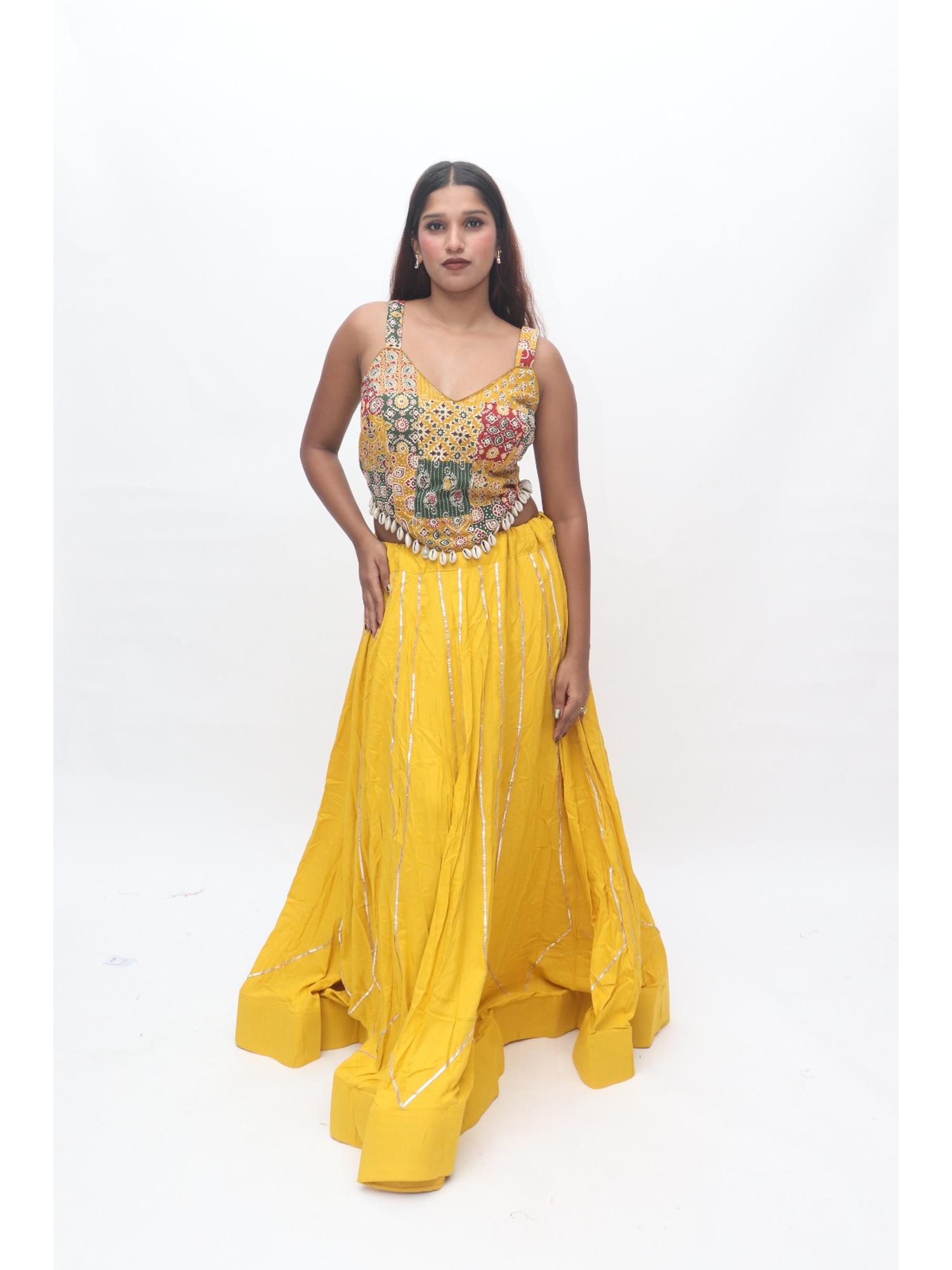 Yellow Embroidered Lehenga Set