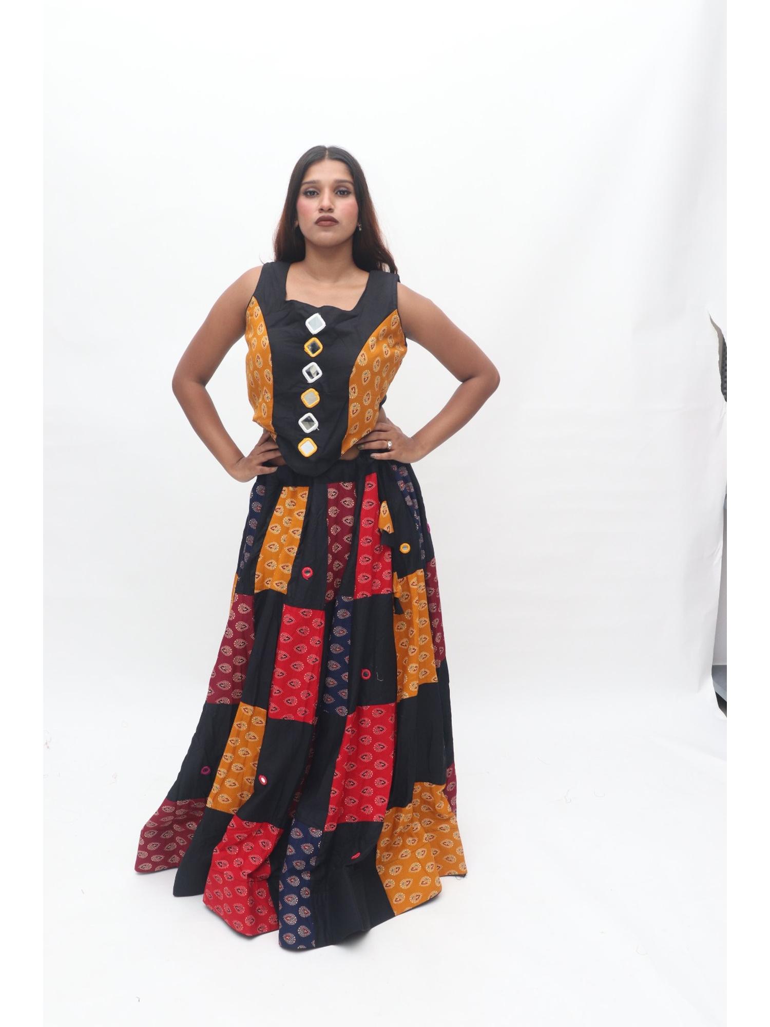 Mustard Patchwork Lehenga Set