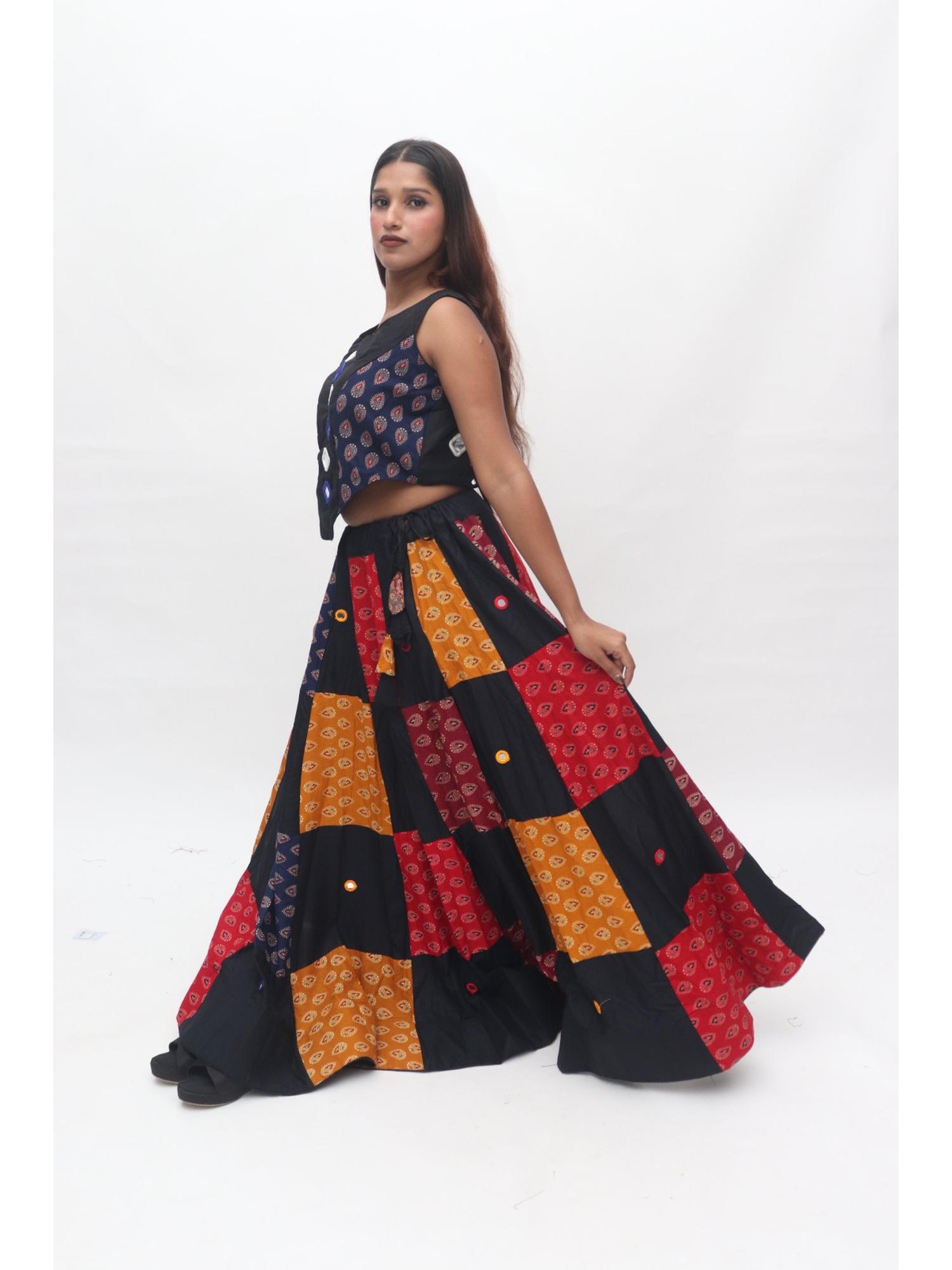Navy Patchwork Lehenga Set