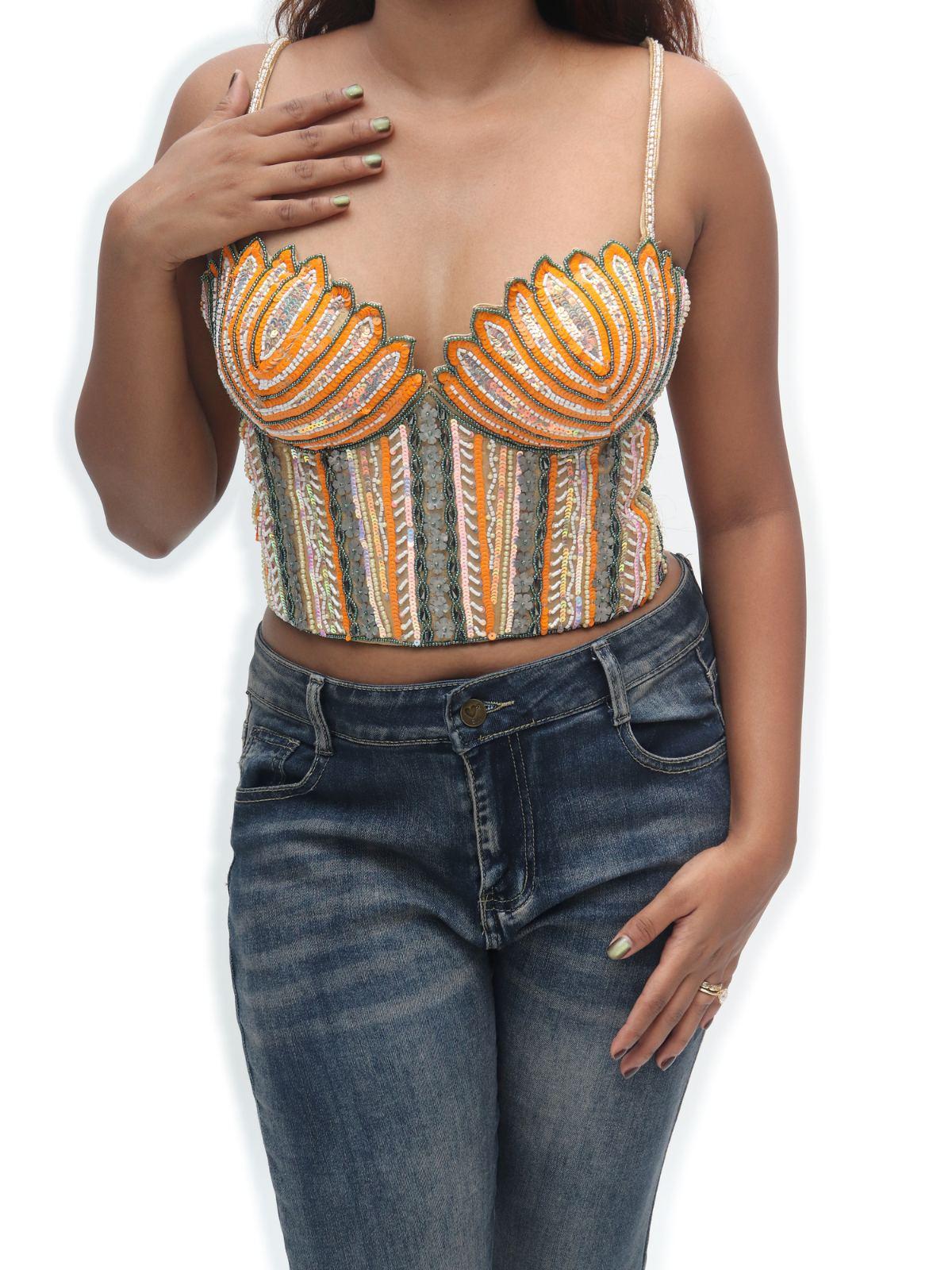 Multicolor Beaded Corset Designer Blouse