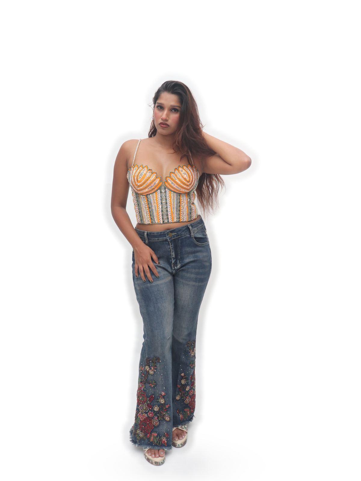 Multicolor Beaded Corset Designer Blouse