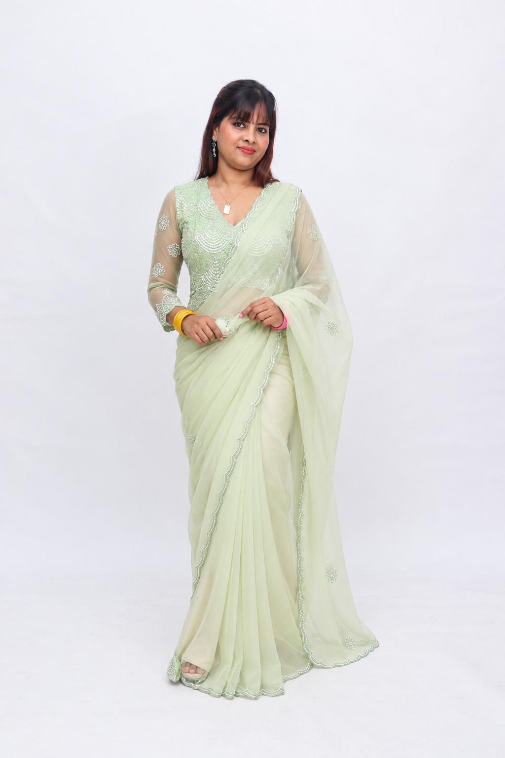 Mint Embellished Saree