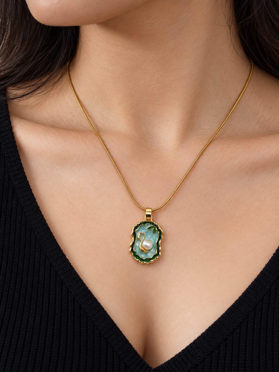 Green Cameo Necklace