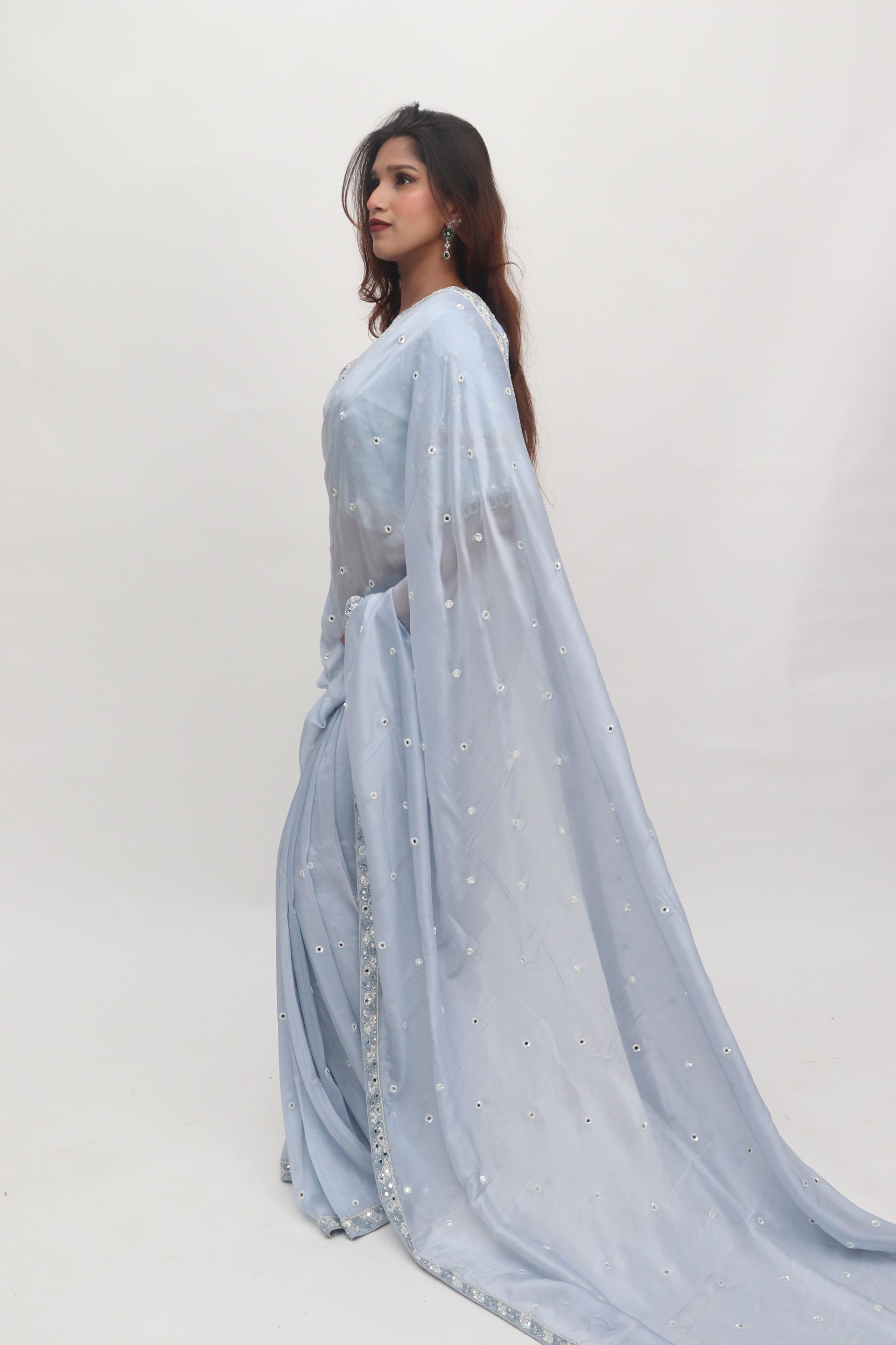 Powder Blue Sequin Saree