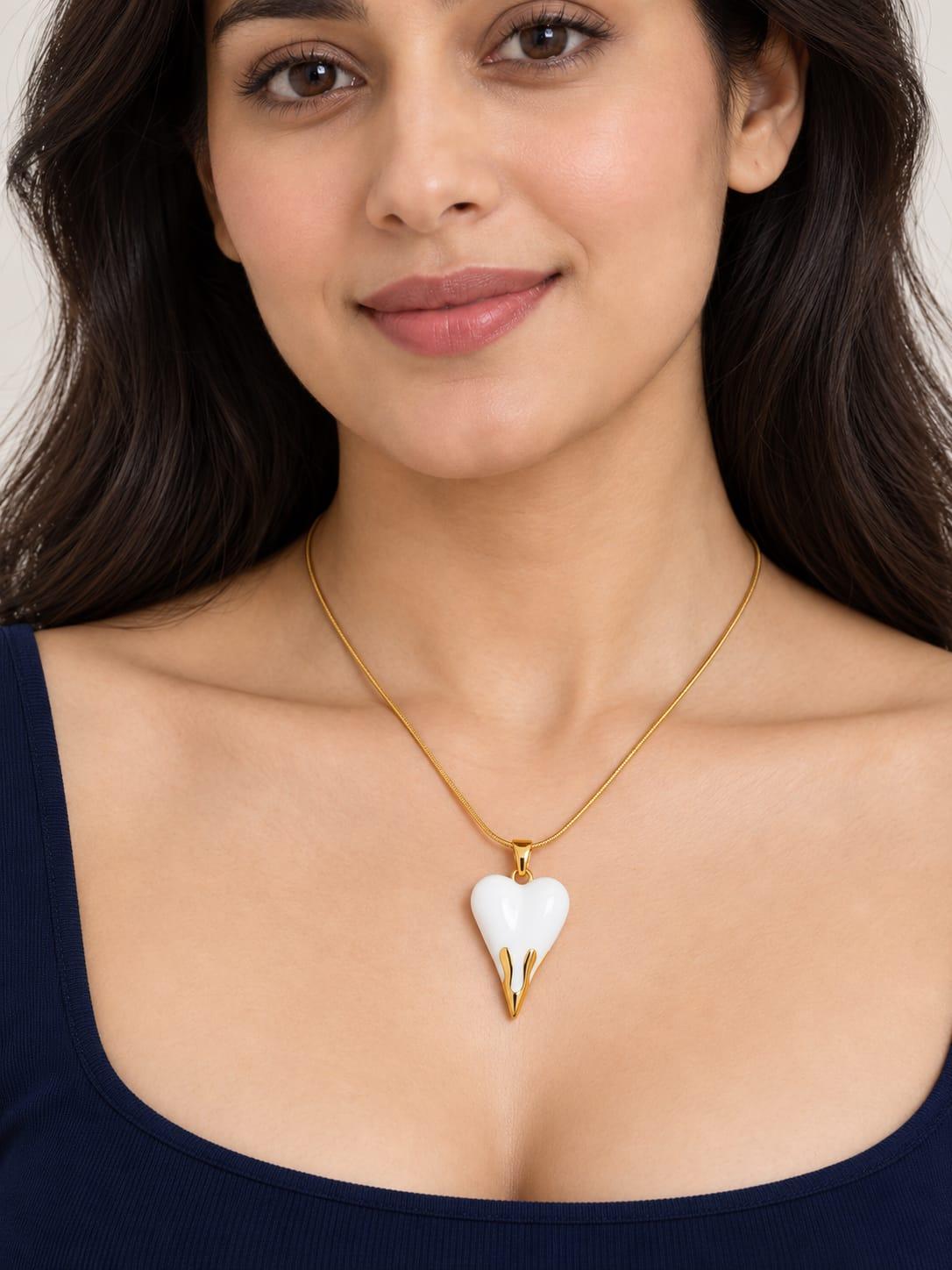White Heart Necklace