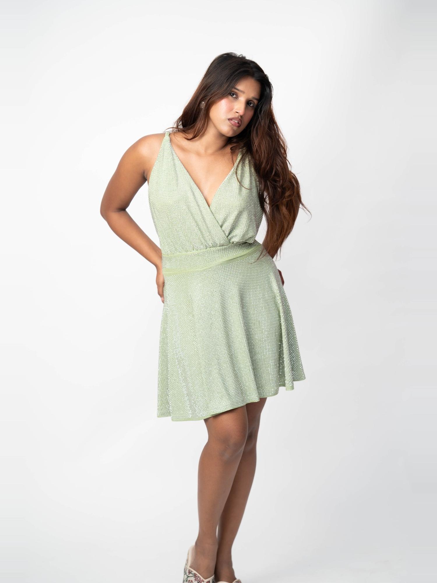 Mint Green Shimmer Skater Dress