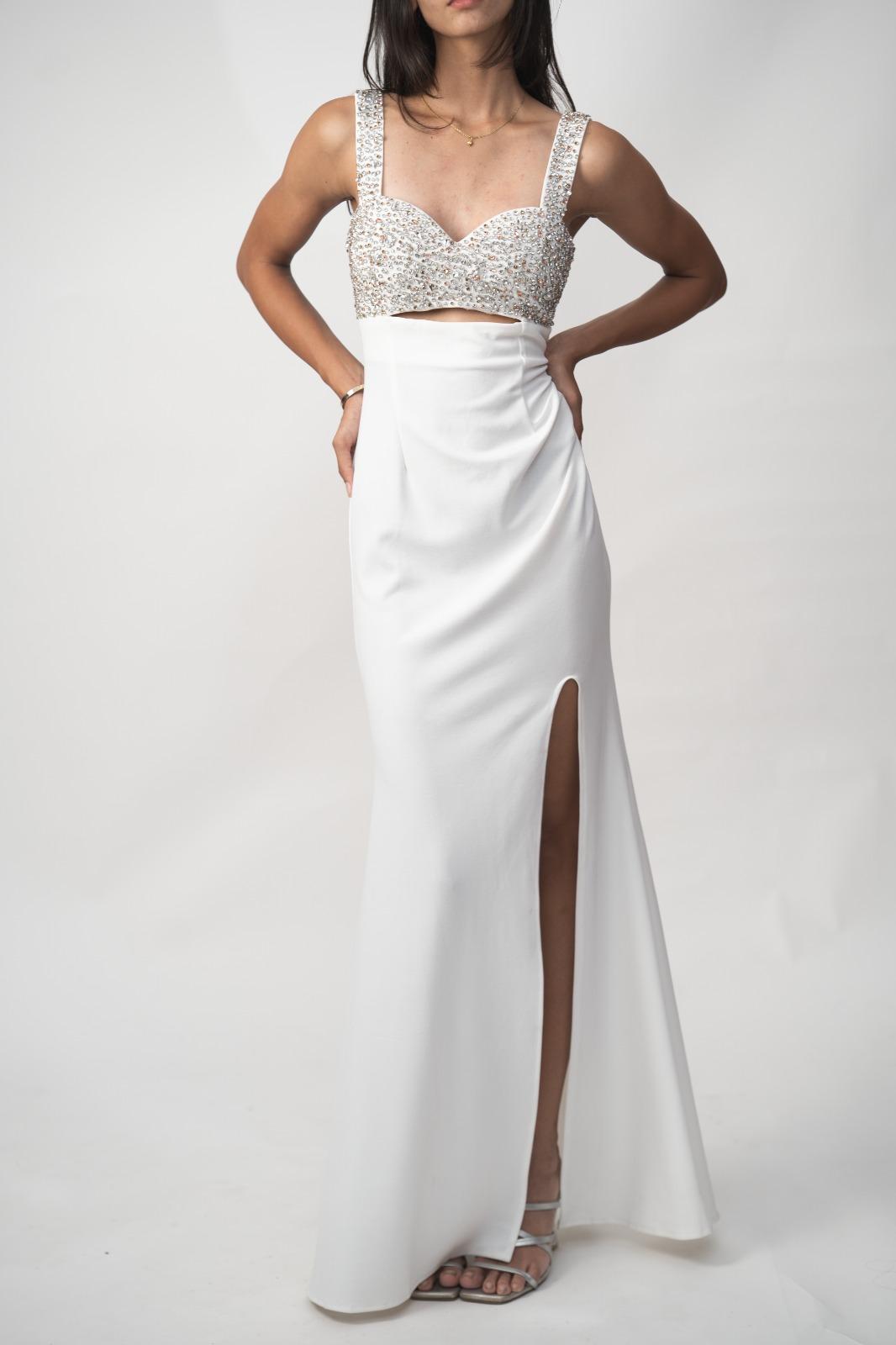 White Embellished Cutout Gown