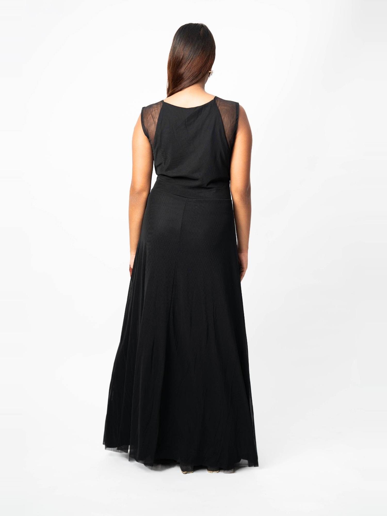 Black Embellished Chiffon Gown