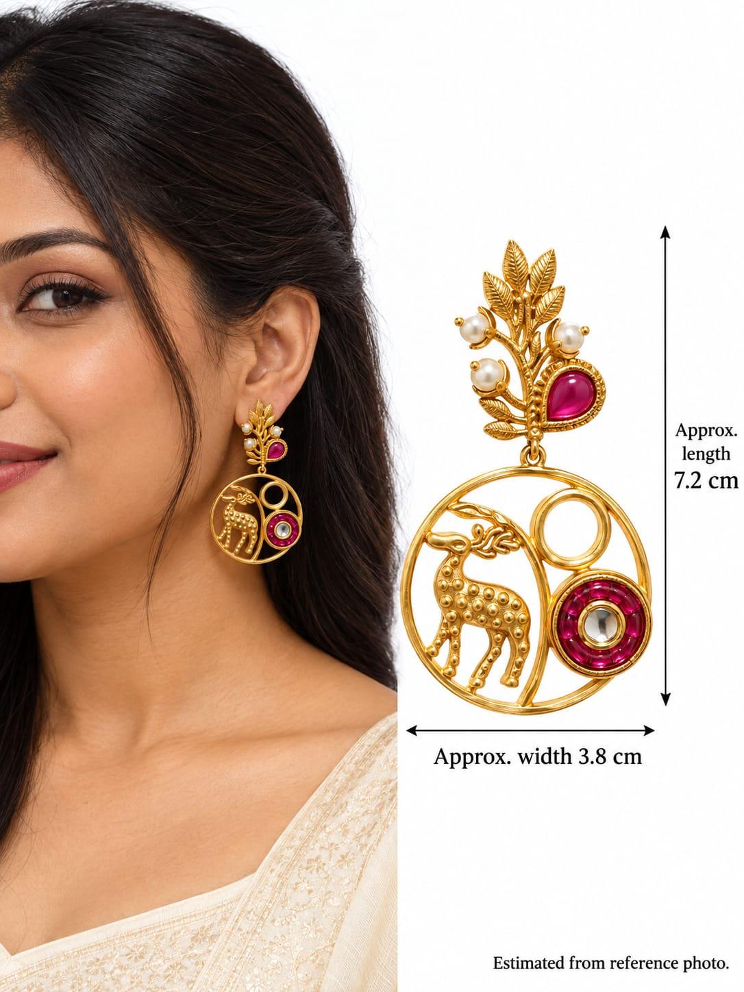 Deer Motif Drop Earrings