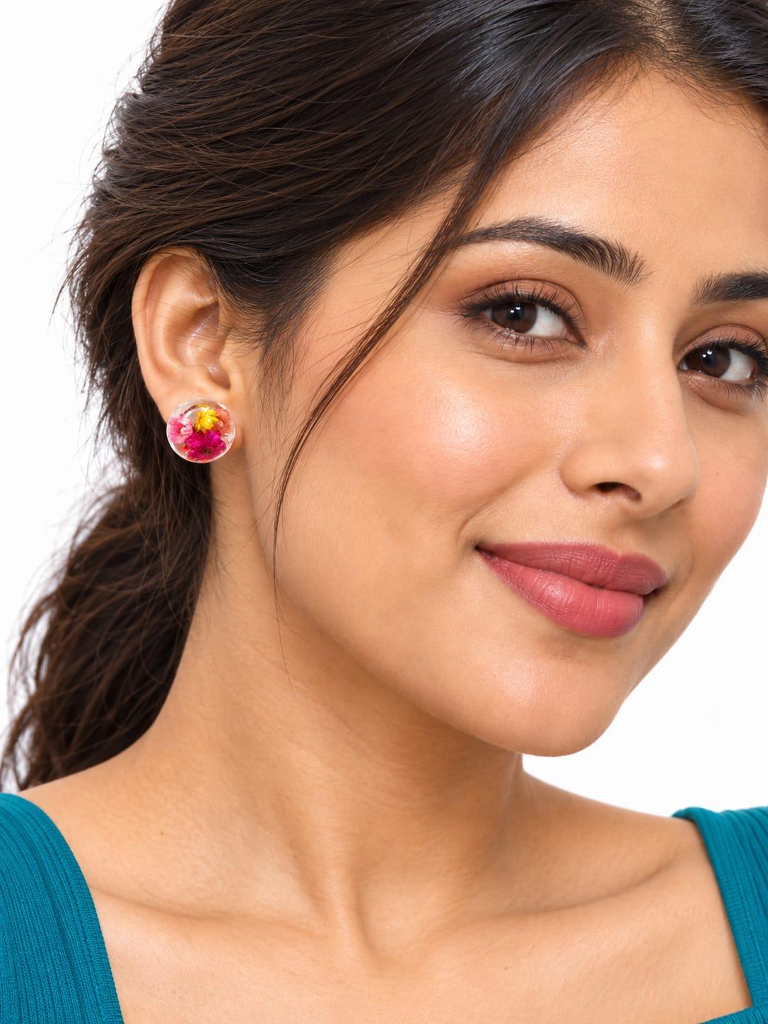 Pressed Flower Stud Earrings