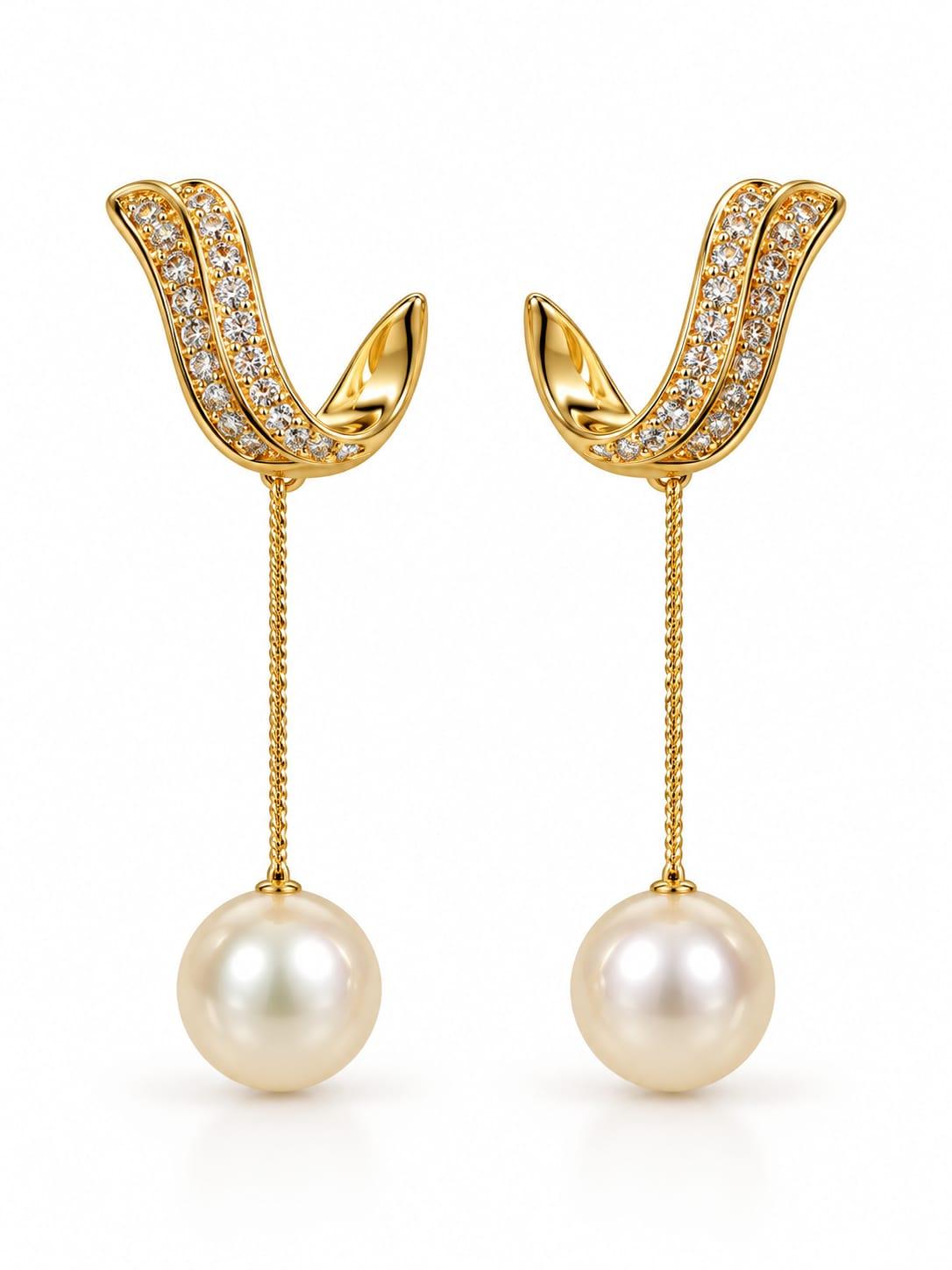 Curved Pearl Drop Earrings