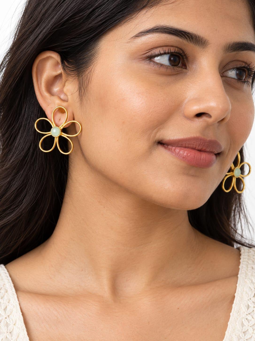 Open Flower Stud Earrings
