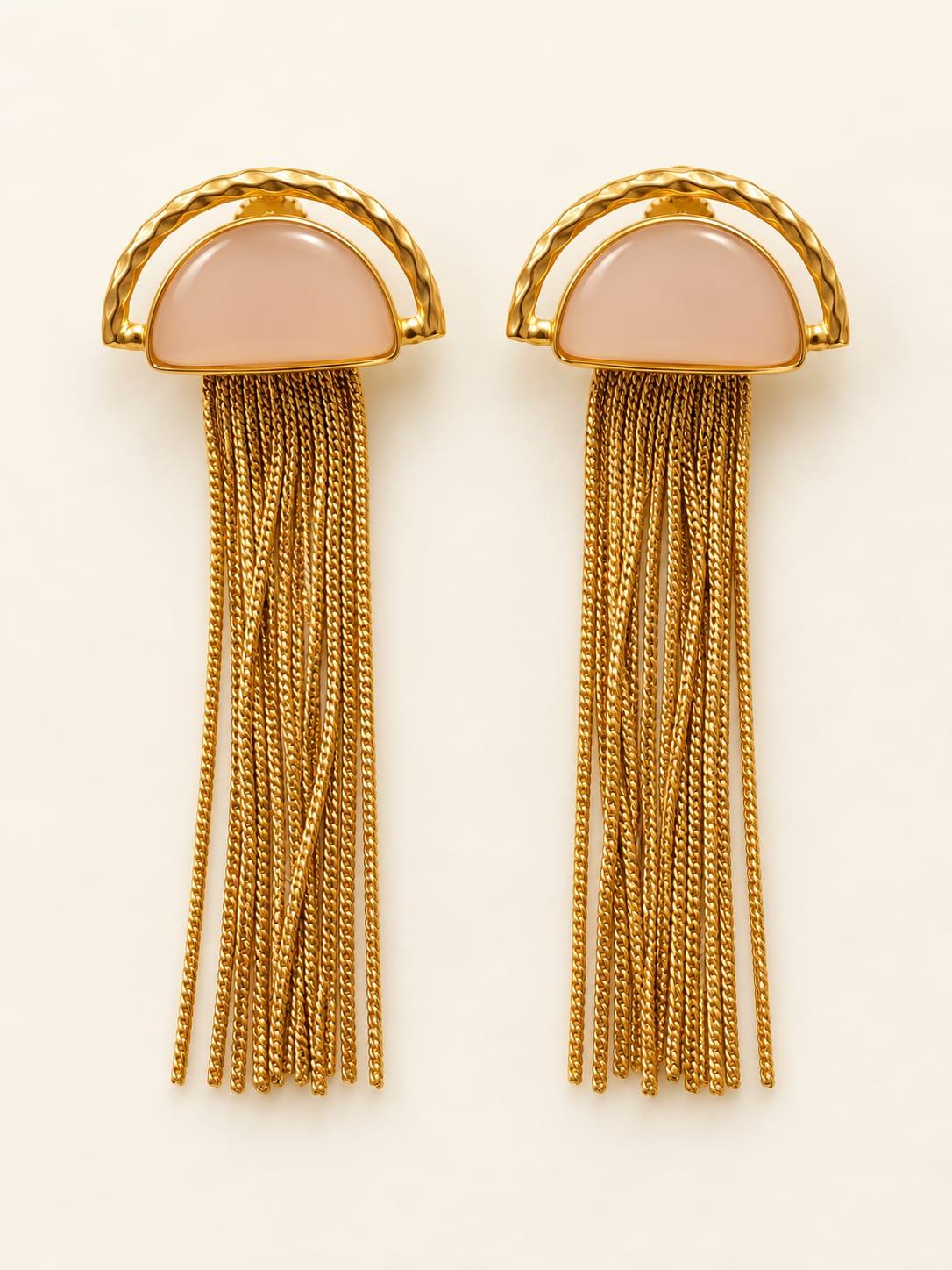 Pink Chain Tassel Earrings