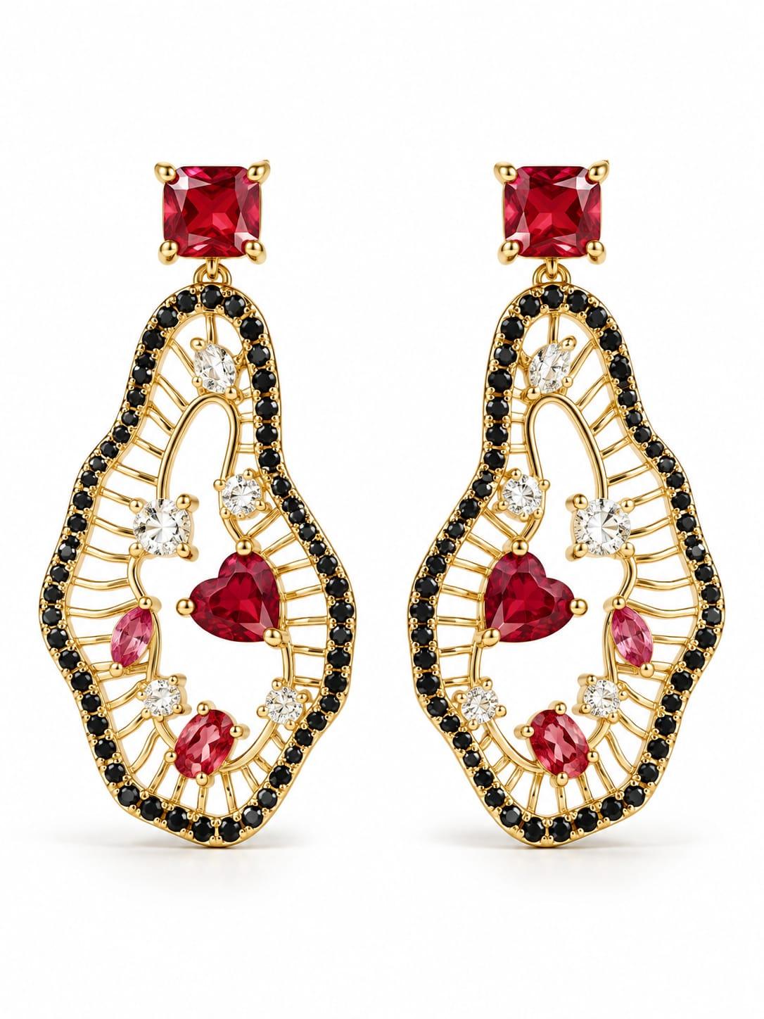 Red Stone Statement Earrings